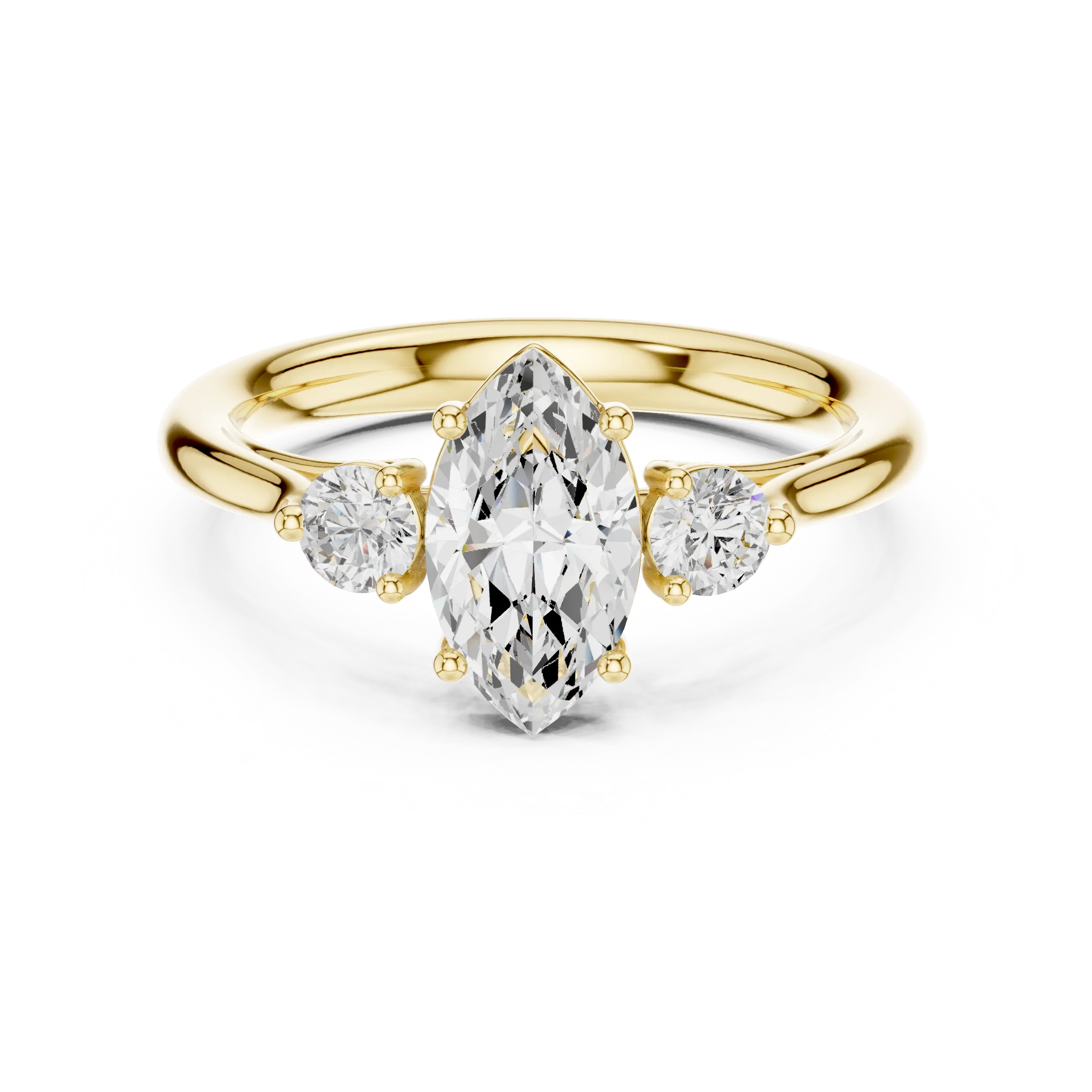 MJR075 - Elegant Three Stone Minimalist Marquise Bridal Band
