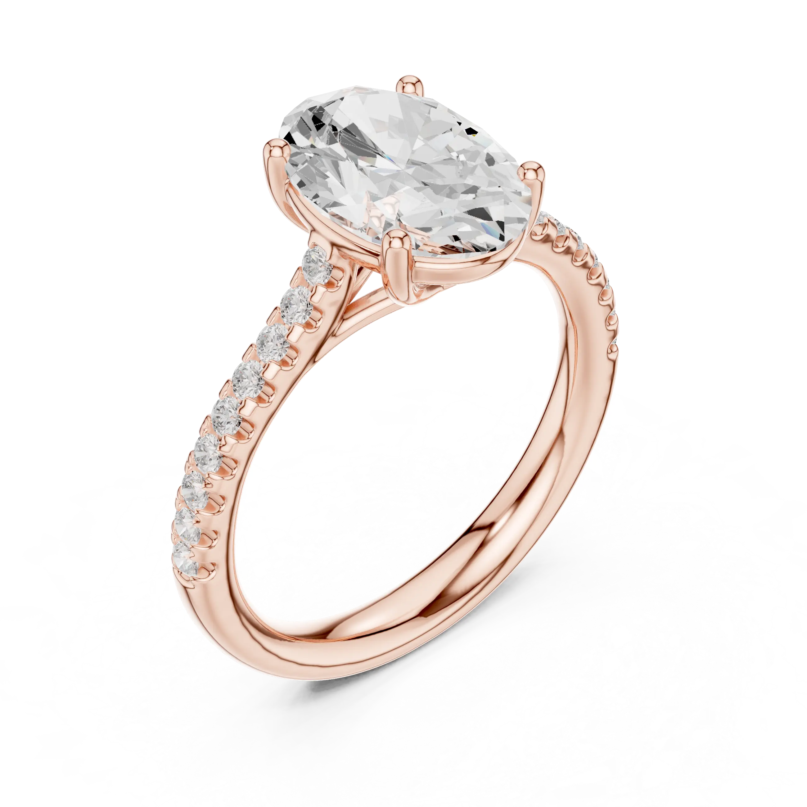 MJR077 - Oval Cut Hidden Halo Encrusted Collar Ring