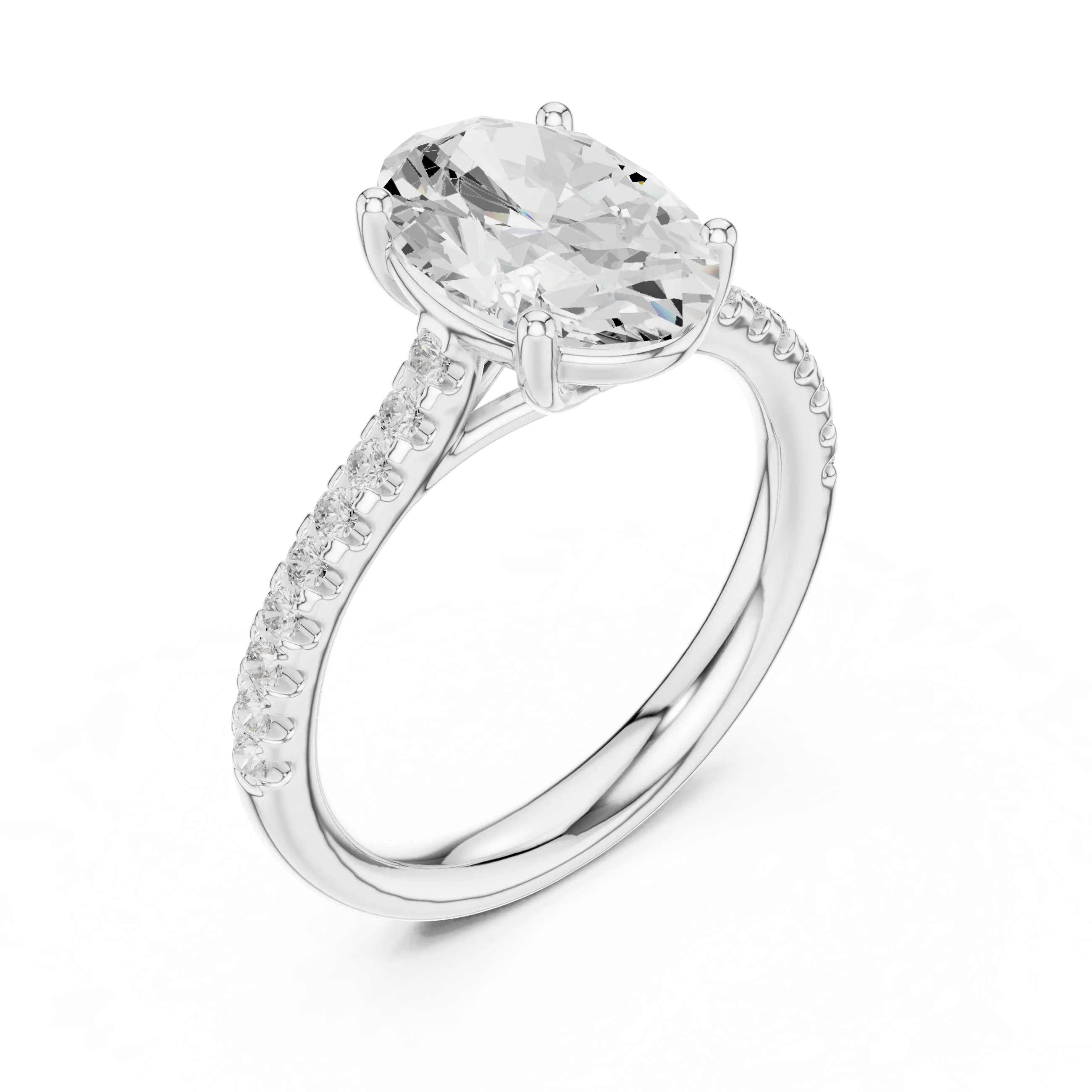 MJR077 - Oval Cut Hidden Halo Encrusted Collar Ring