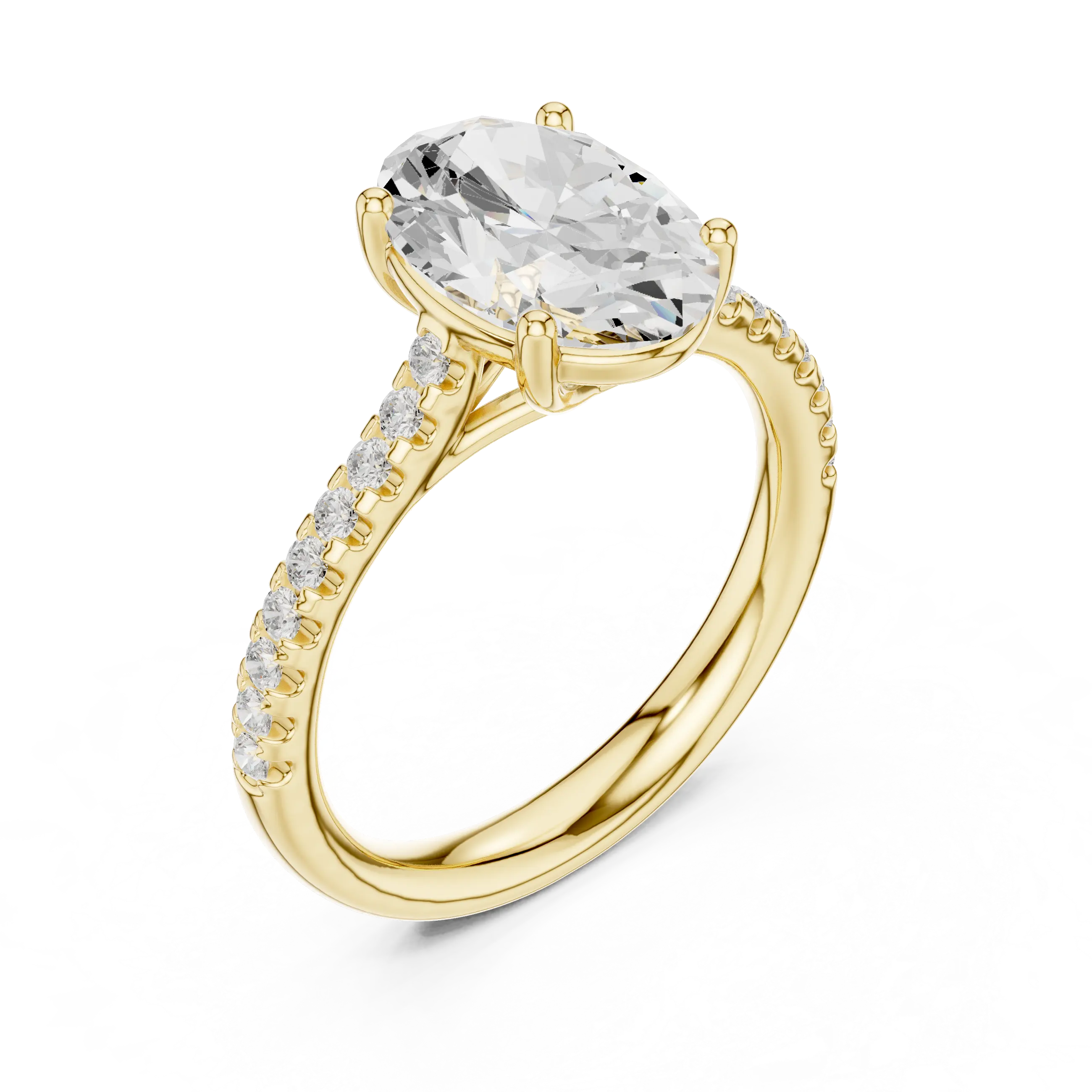 MJR077 - Oval Cut Hidden Halo Encrusted Collar Ring