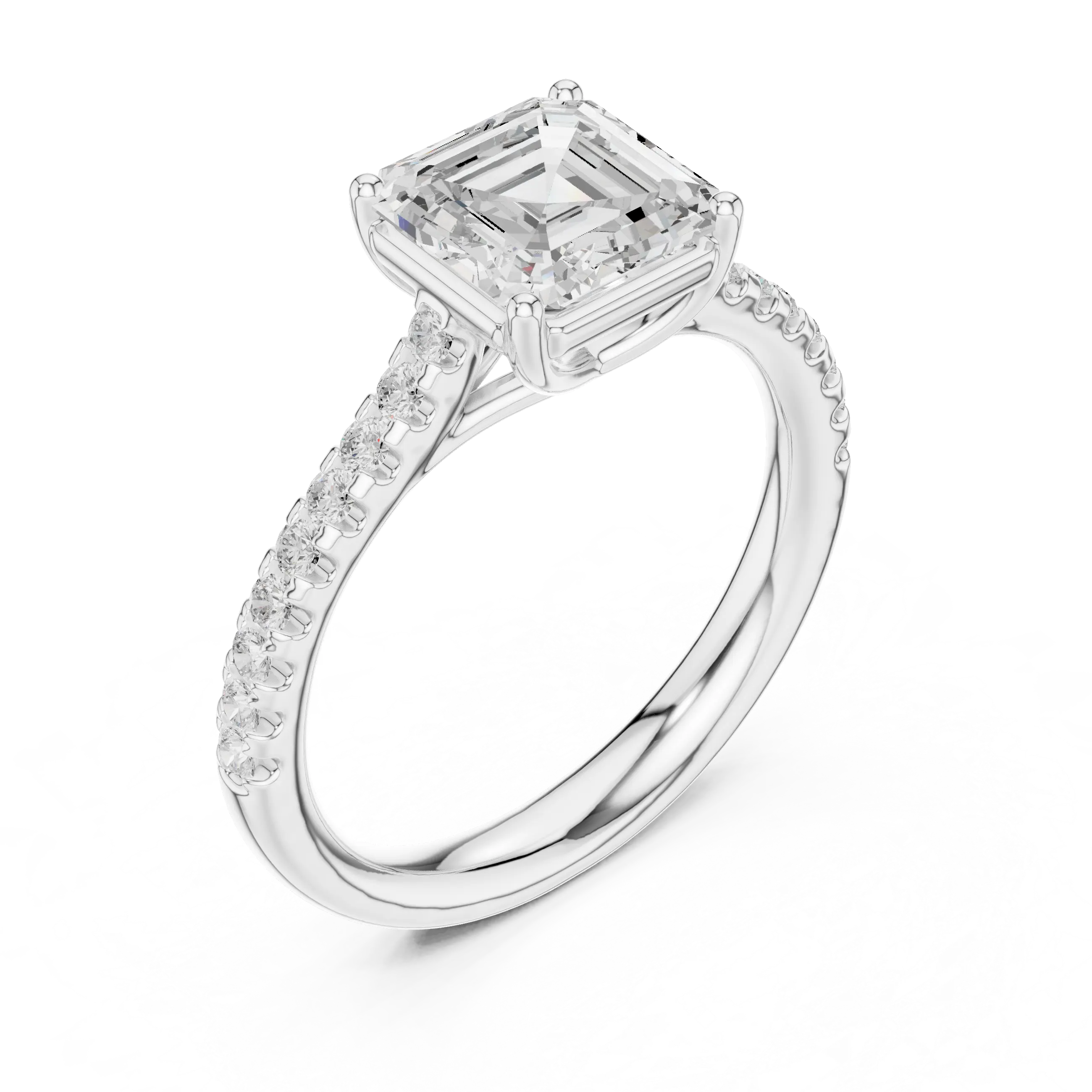 MJR078 - Asscher Cut Hidden Halo Encrusted Collar Ring