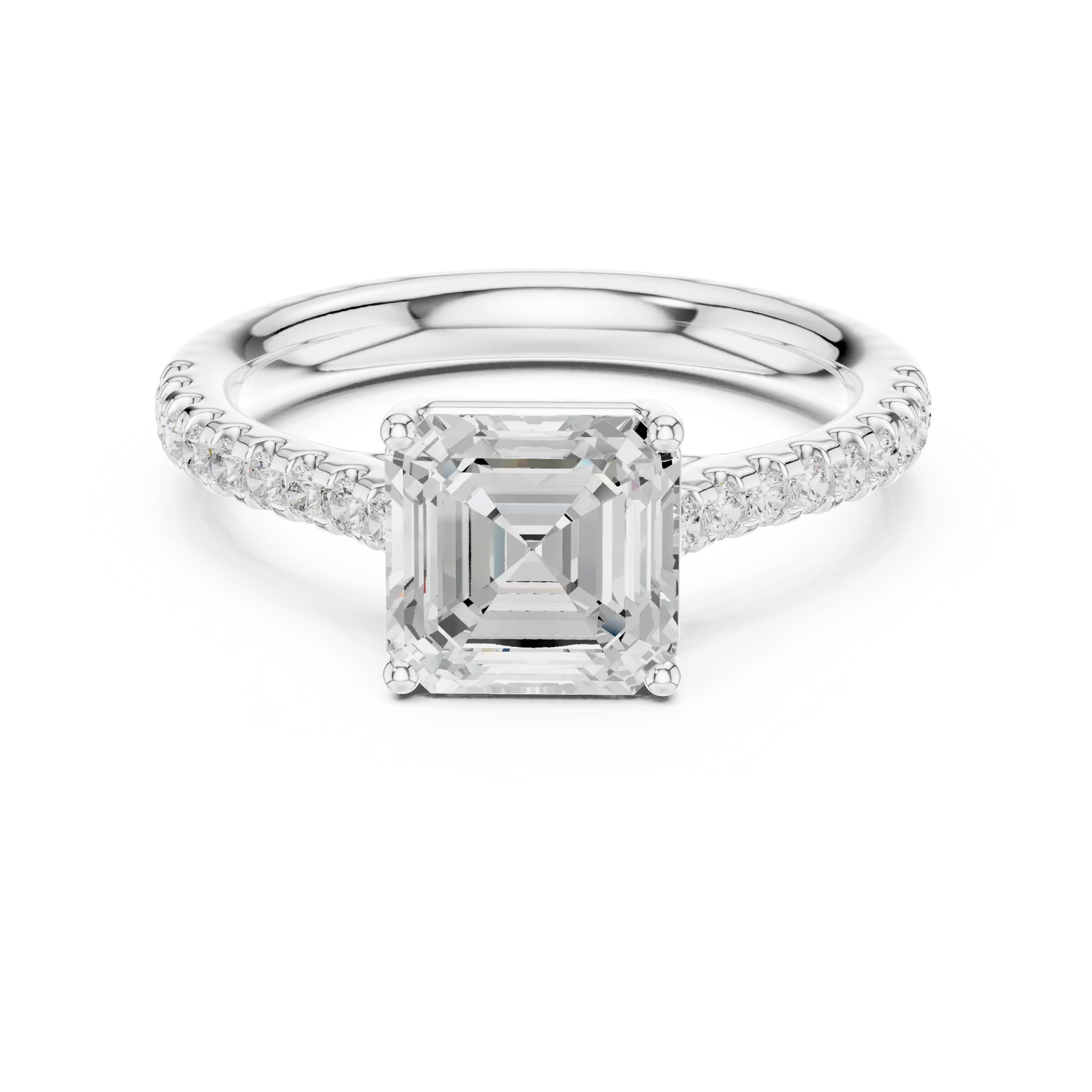 MJR078 - Asscher Cut Hidden Halo Encrusted Collar Ring