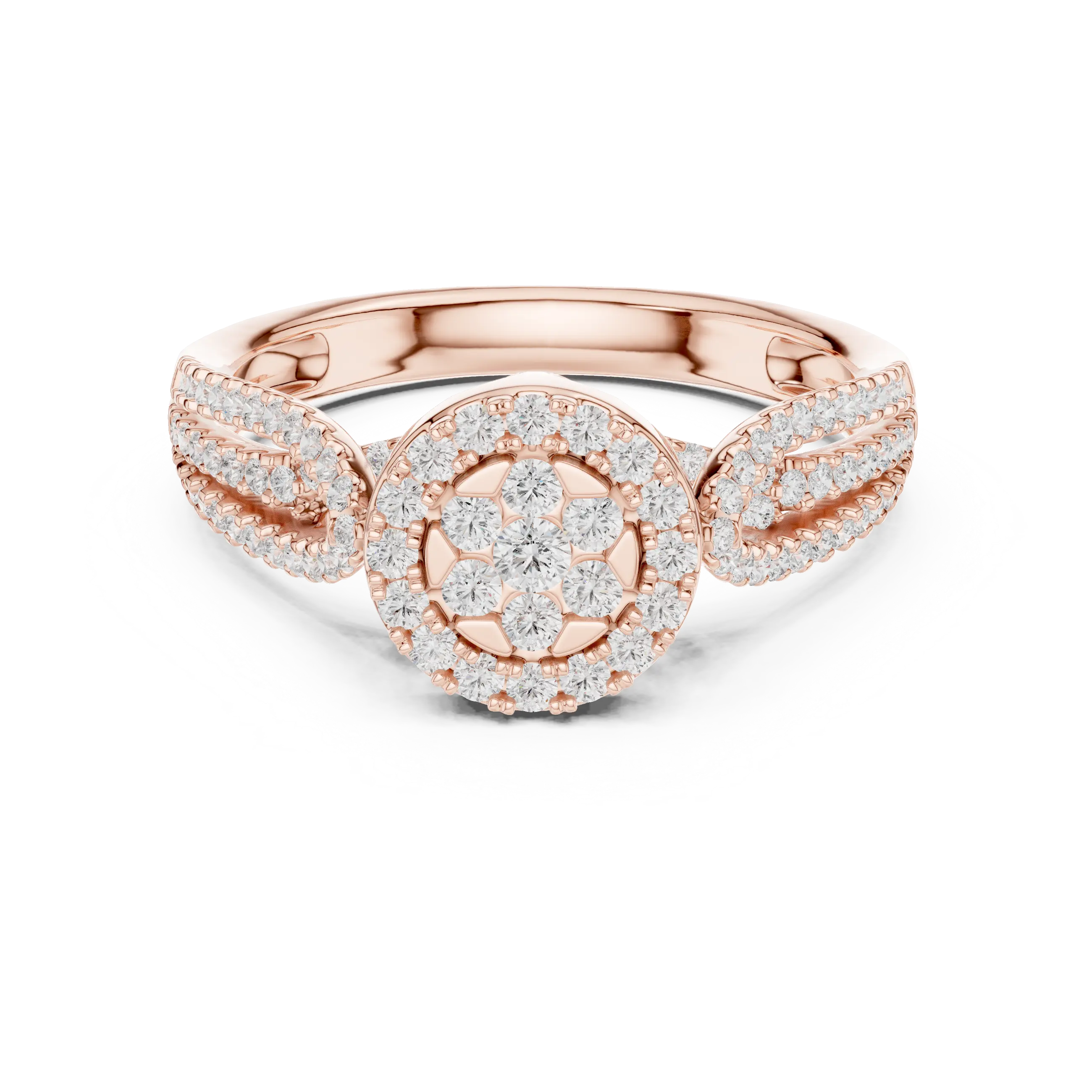 MJCLS3 - Floral Cluster Round Cut Statement Ring