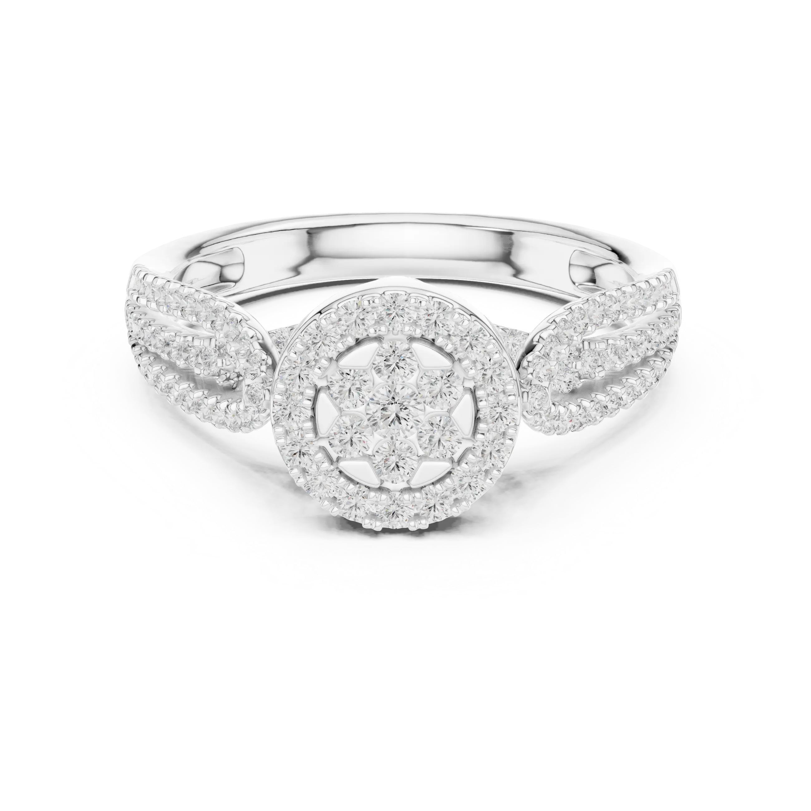 MJCLS3 - Floral Cluster Round Cut Statement Ring