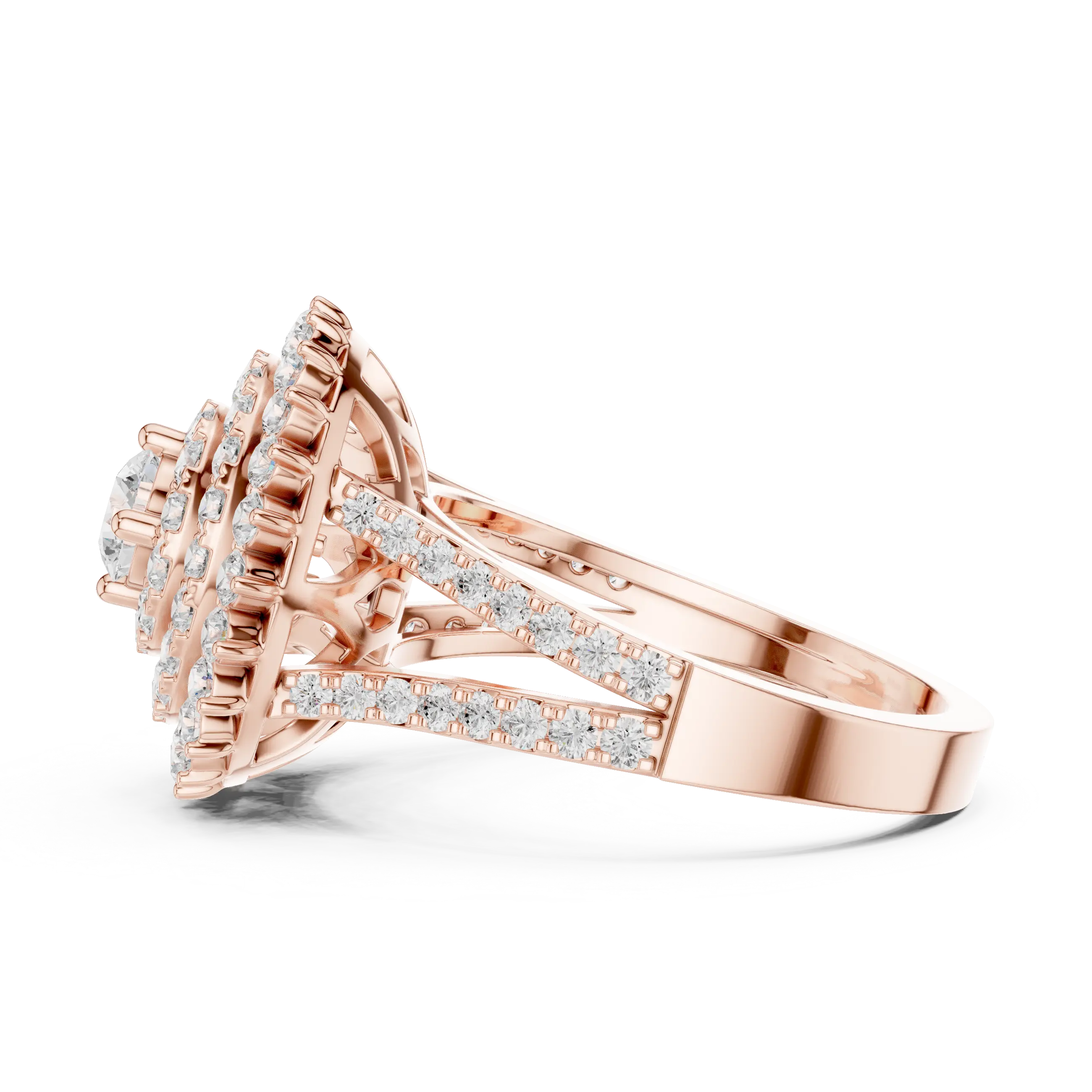 MJA012 - Round Cut Multi-Tier Double Halo Engagement Ring