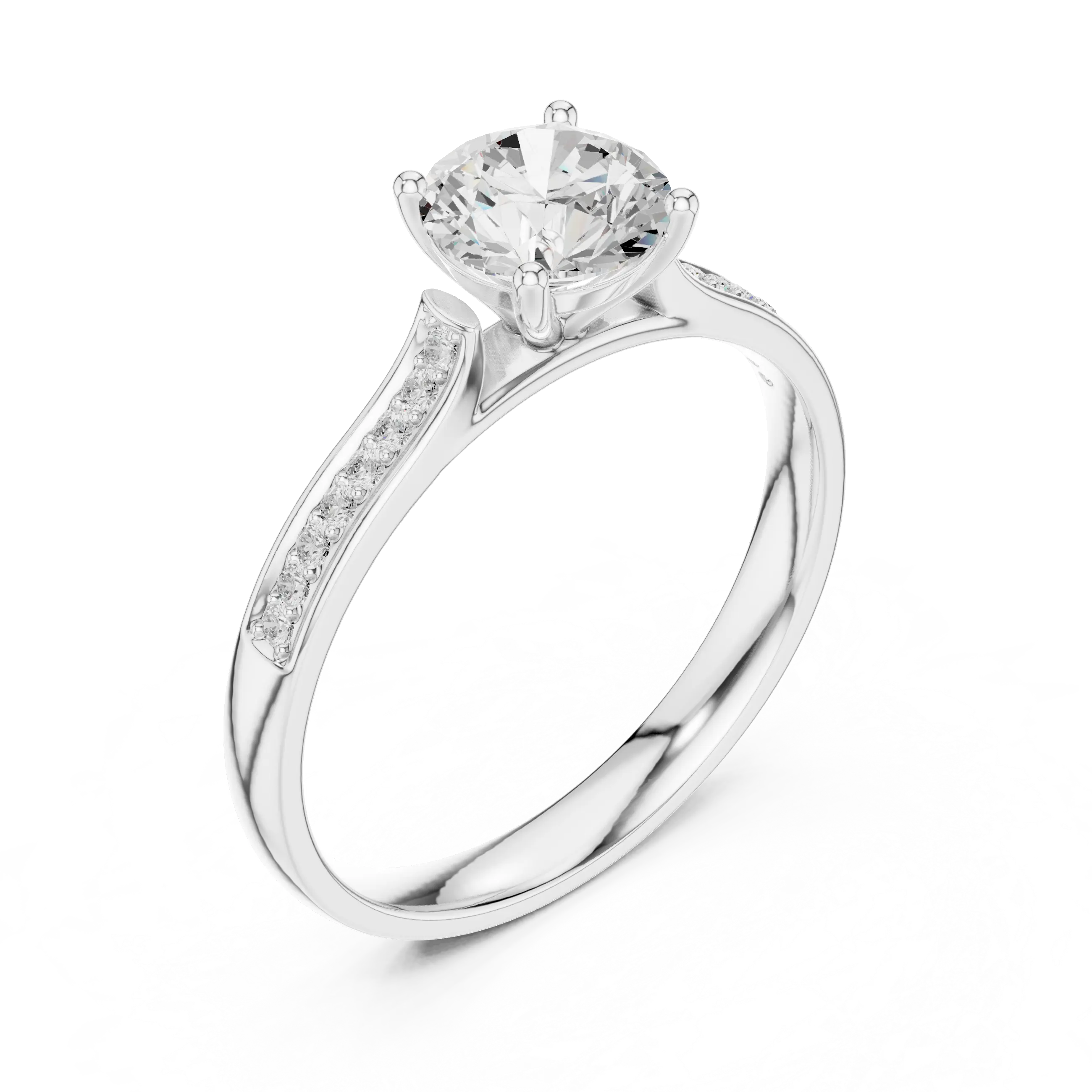 MJR0158 - Round Solitaire Ring with Inset Channel Accented Band