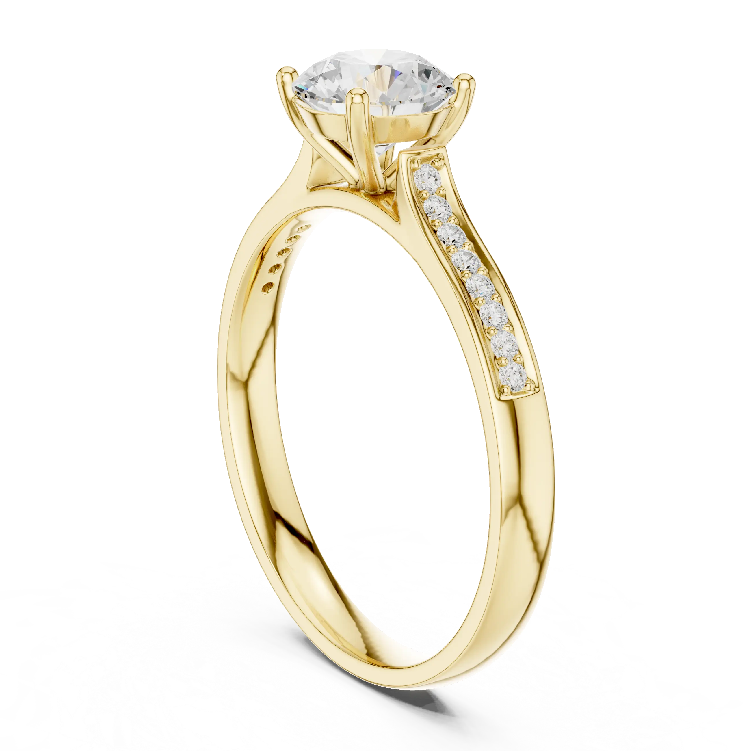 MJR0158 - Round Solitaire Ring with Inset Channel Accented Band