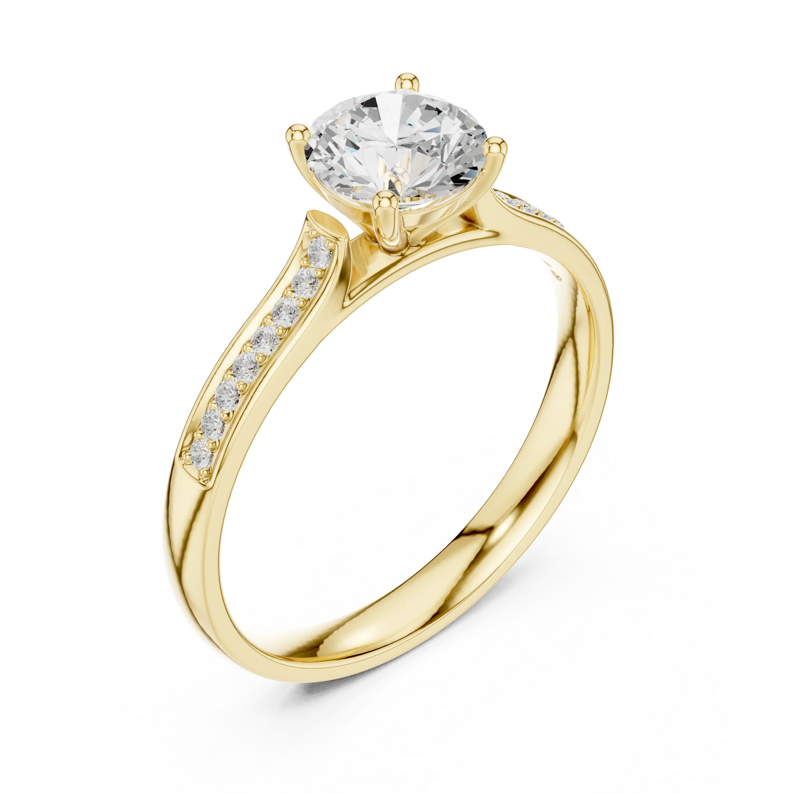 MJR0158 - Round Solitaire Ring with Inset Channel Accented Band