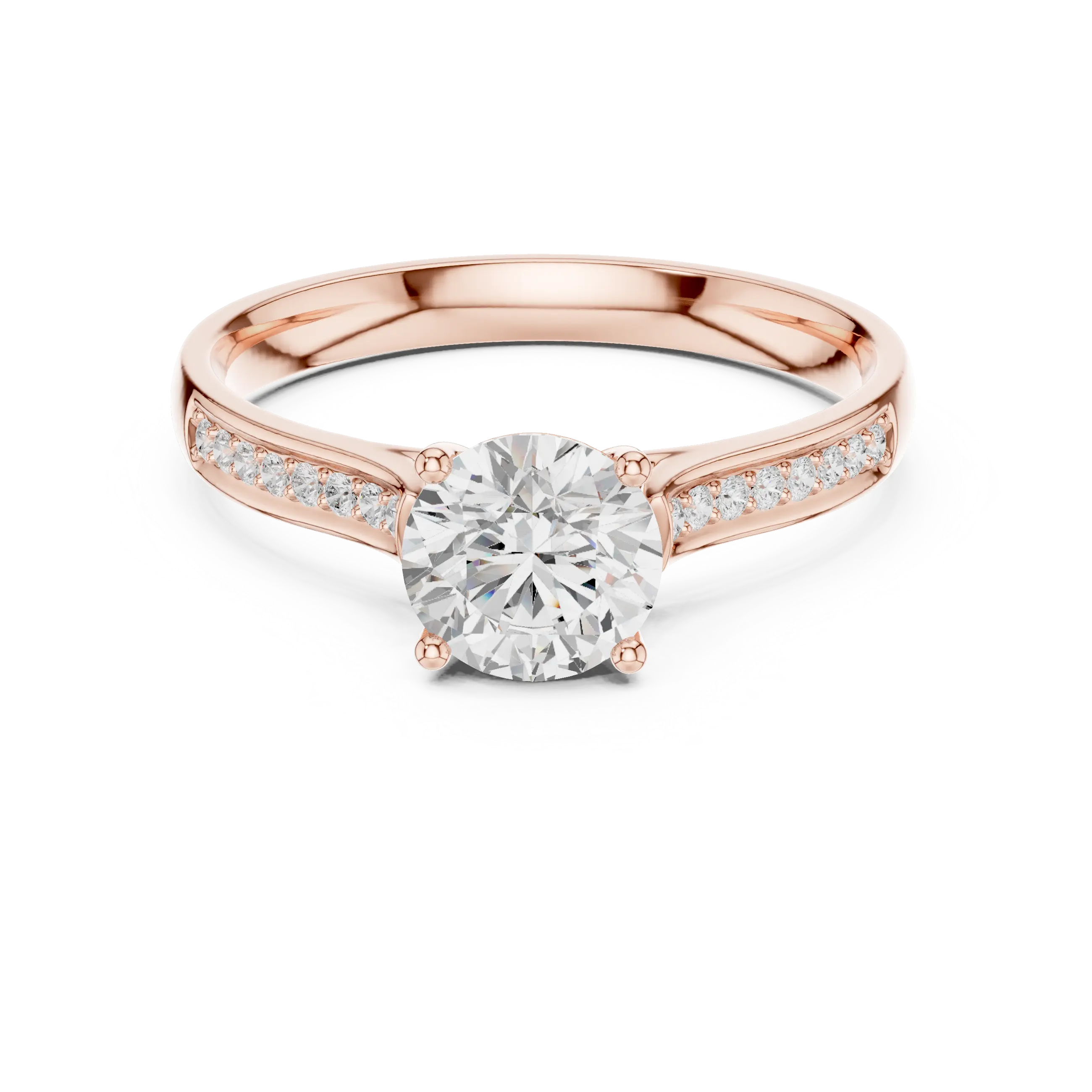 MJR0158 - Round Solitaire Ring with Inset Channel Accented Band