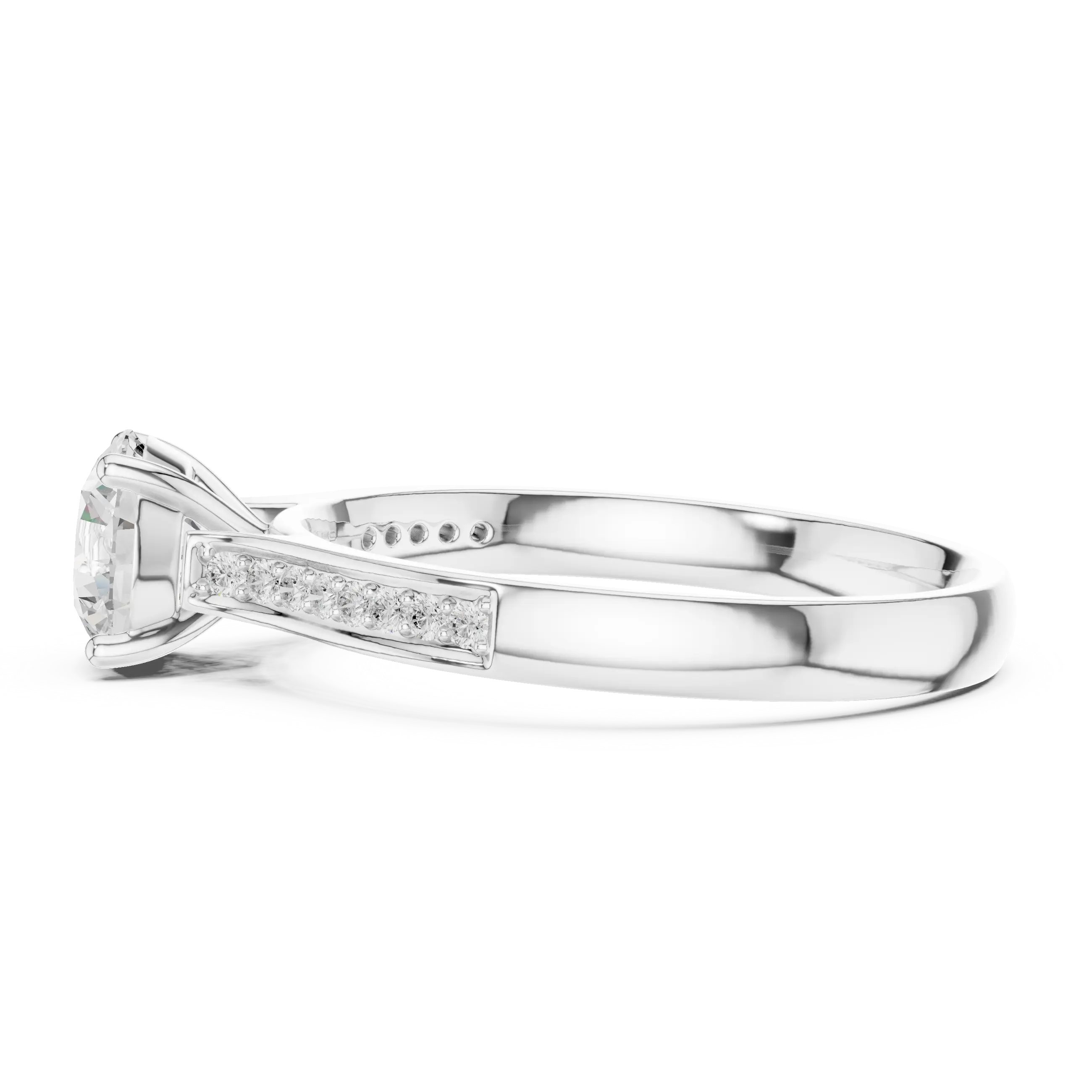 MJR0158 - Round Solitaire Ring with Inset Channel Accented Band