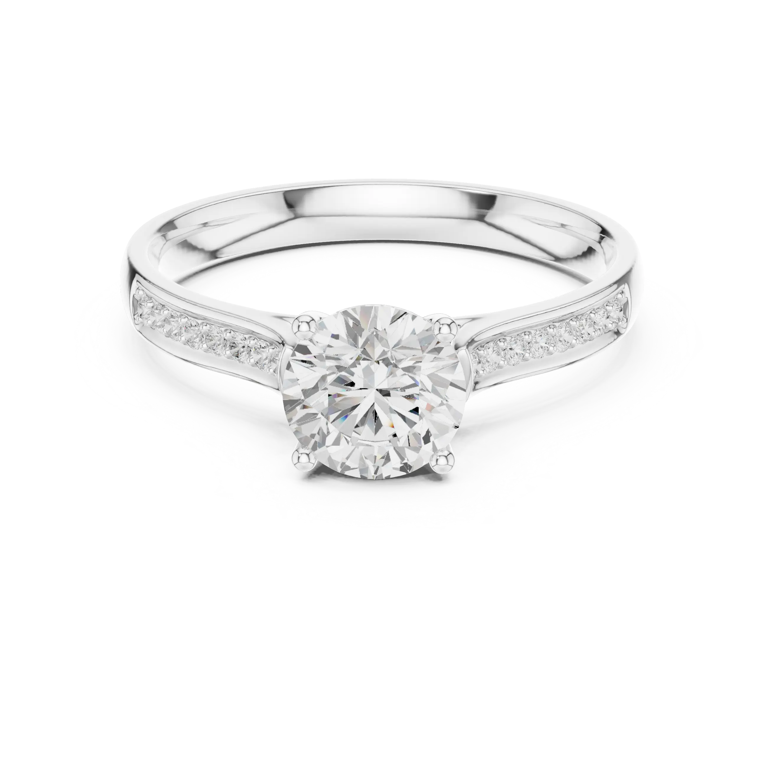 MJR0158 - Round Solitaire Ring with Inset Channel Accented Band
