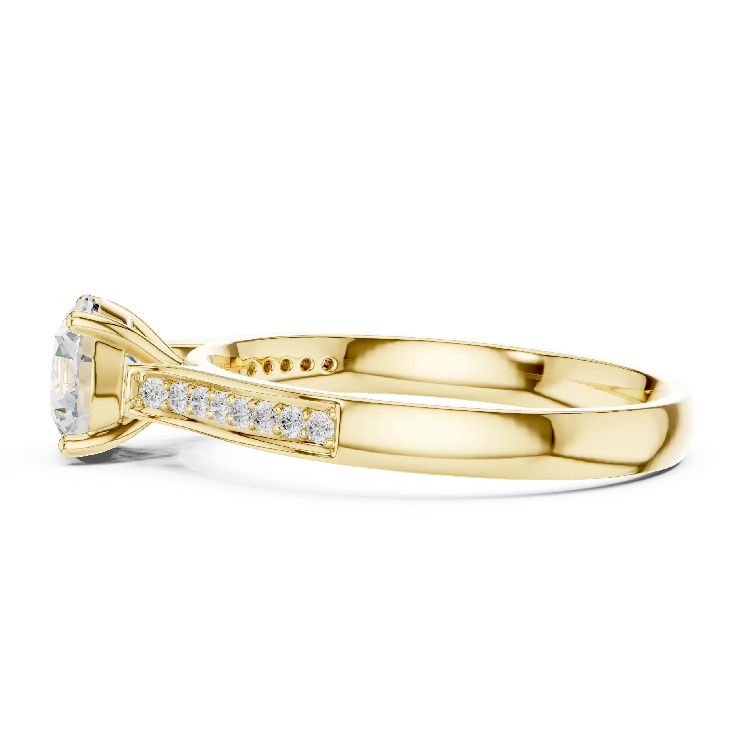 MJR0158 - Round Solitaire Ring with Inset Channel Accented Band