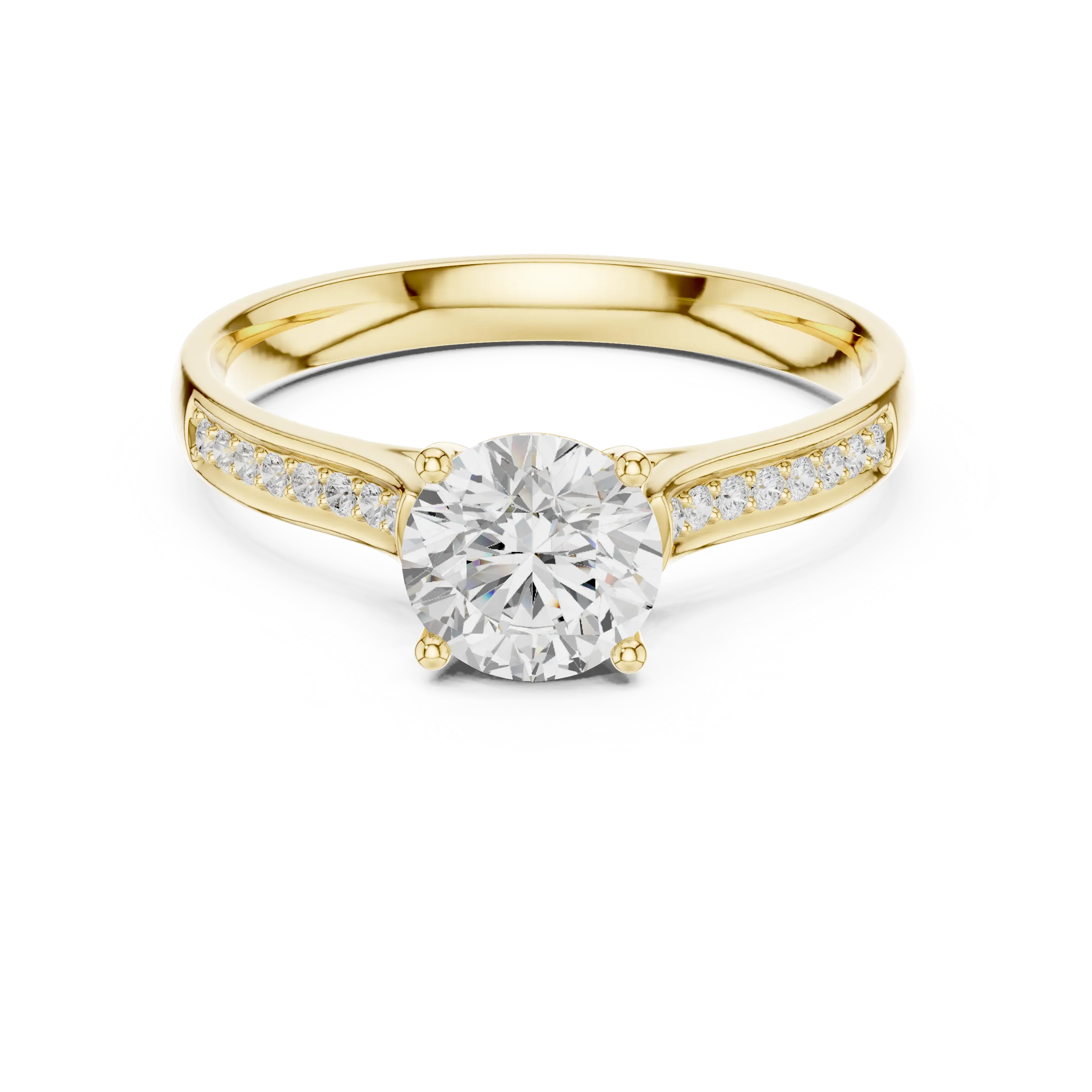 MJR0158 - Round Solitaire Ring with Inset Channel Accented Band