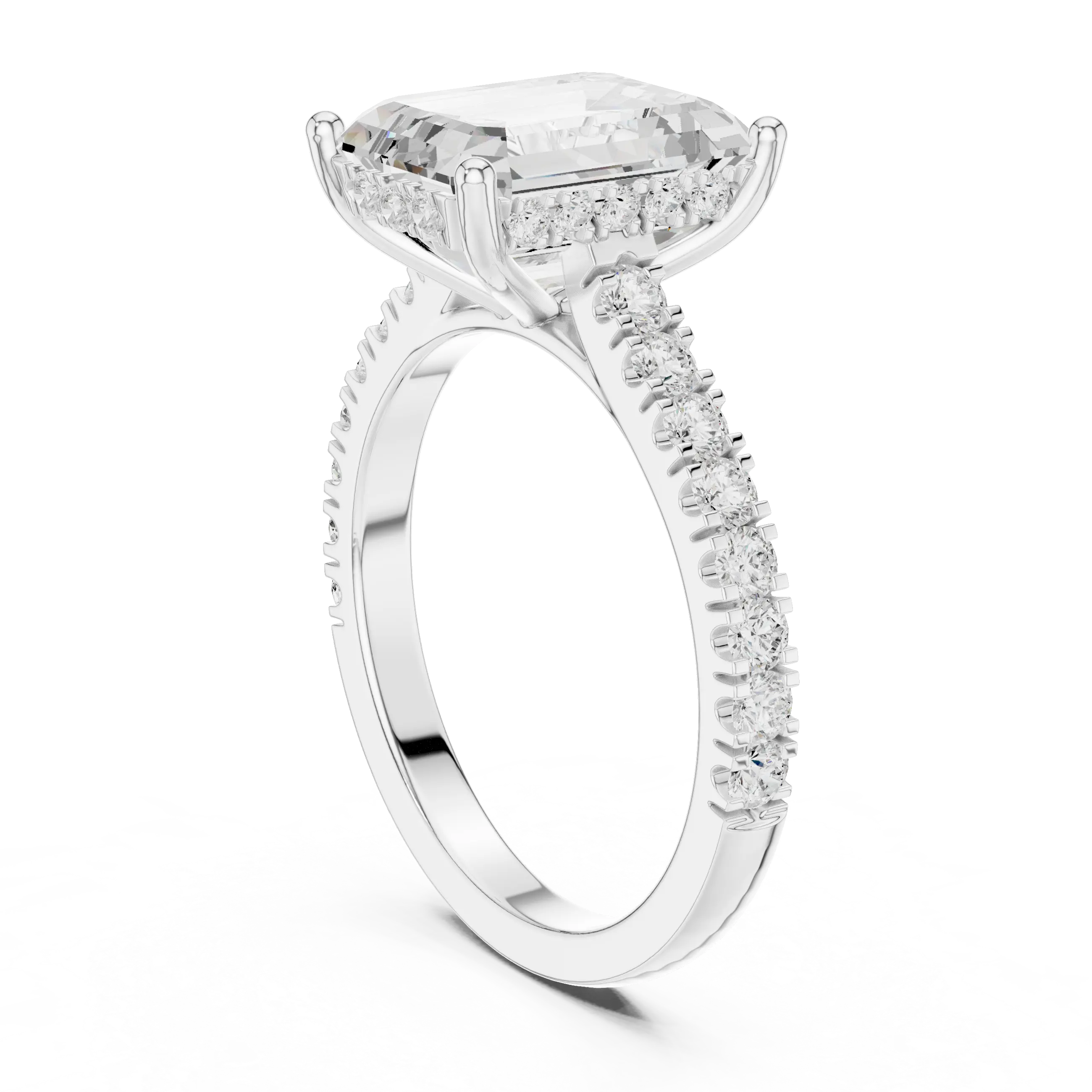 MJR0154 - Step-Cut Emerald Solitaire with Under-Gallery Halo