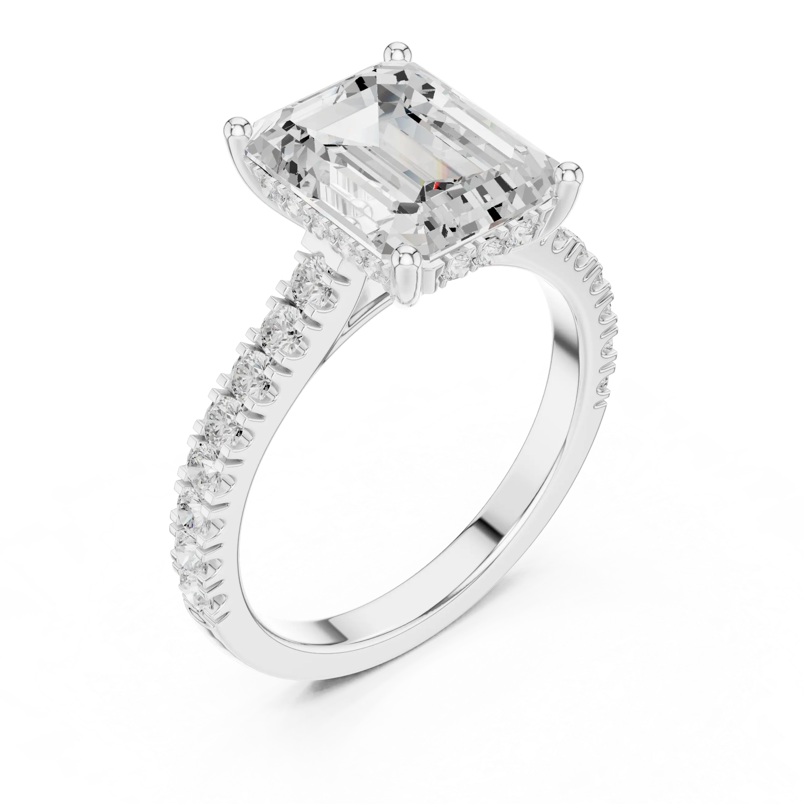 MJR0154 - Step-Cut Emerald Solitaire with Under-Gallery Halo