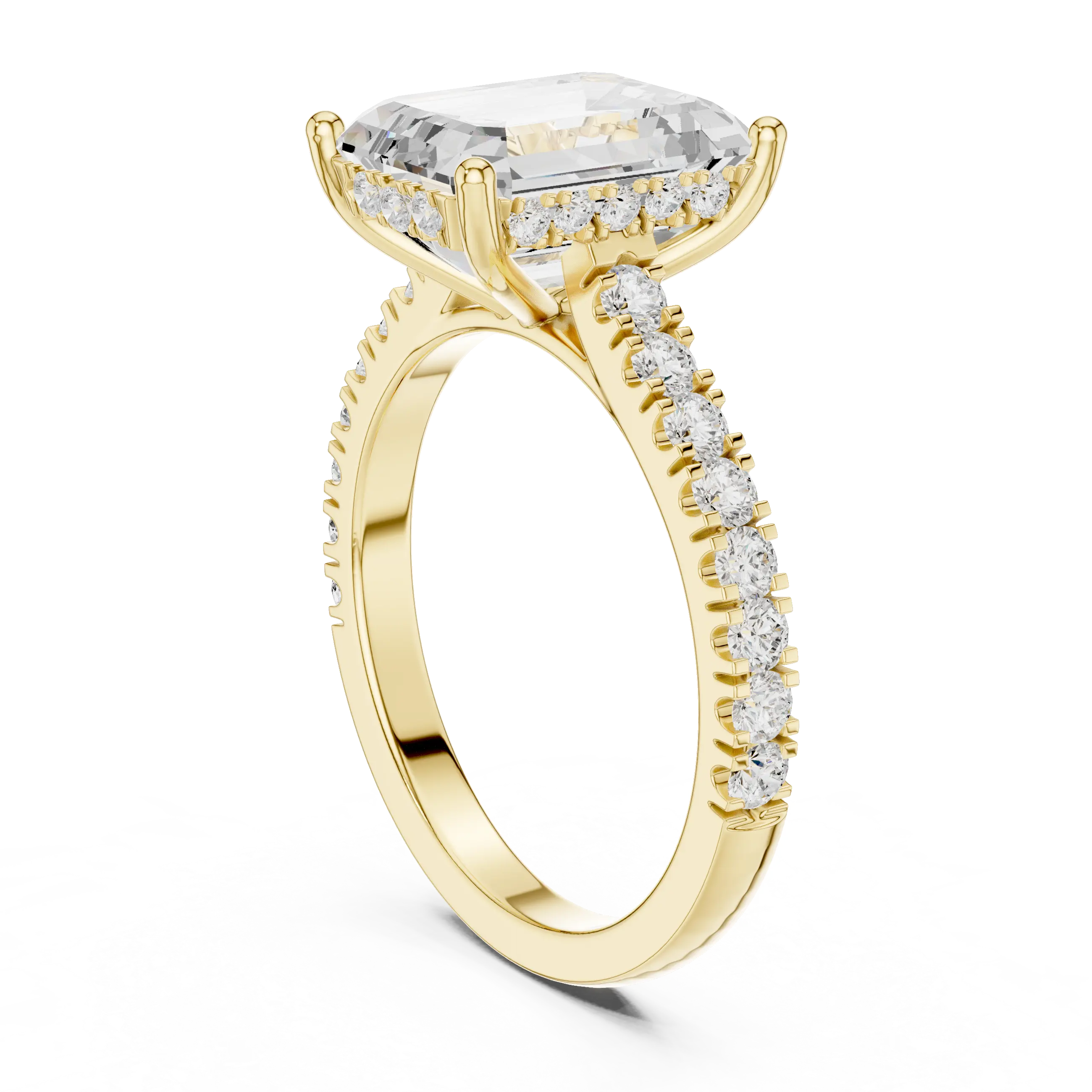 MJR0154 - Step-Cut Emerald Solitaire with Under-Gallery Halo