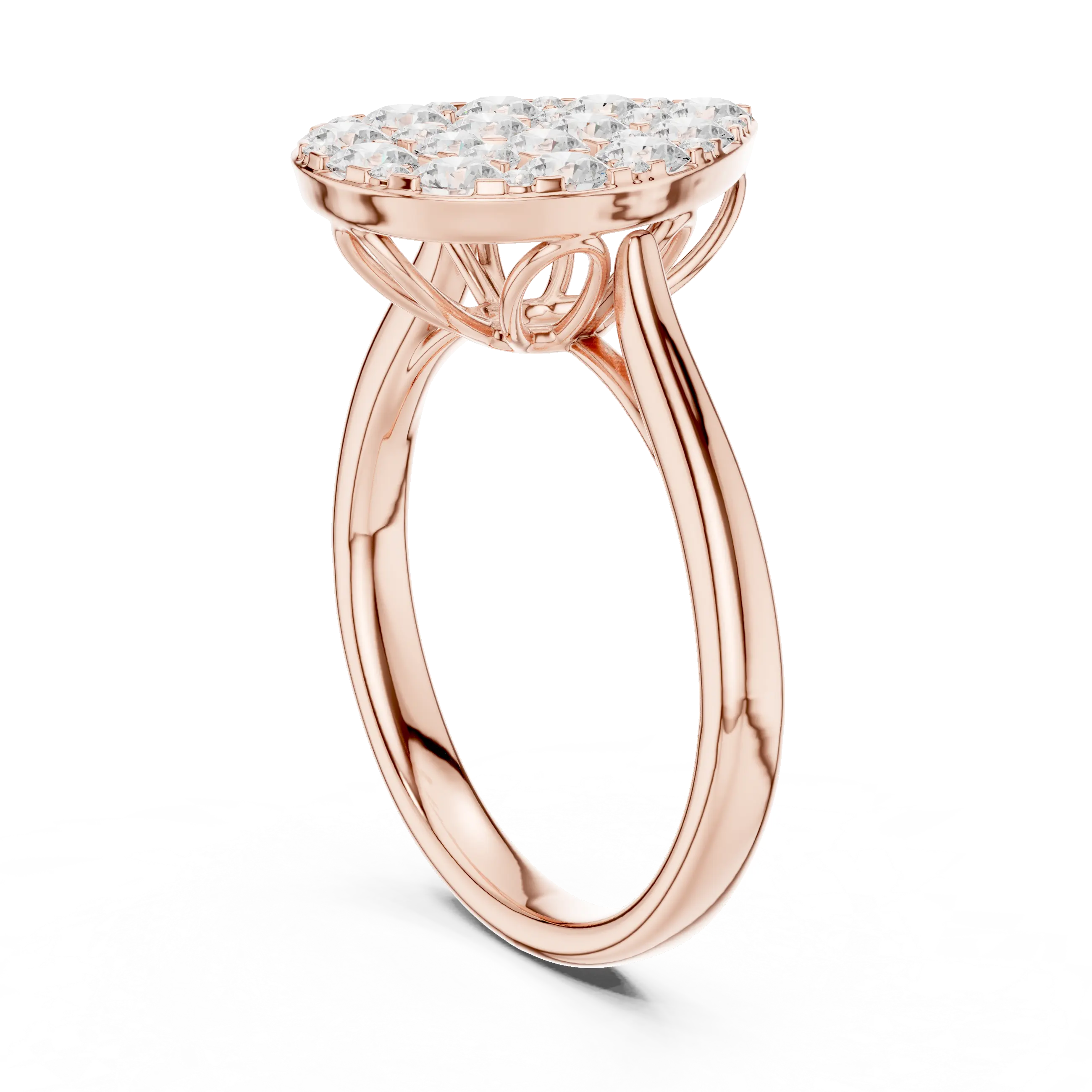 MJCLS6 - Elegant Pear Mosaic Flat Top Ring with Wire Gallery