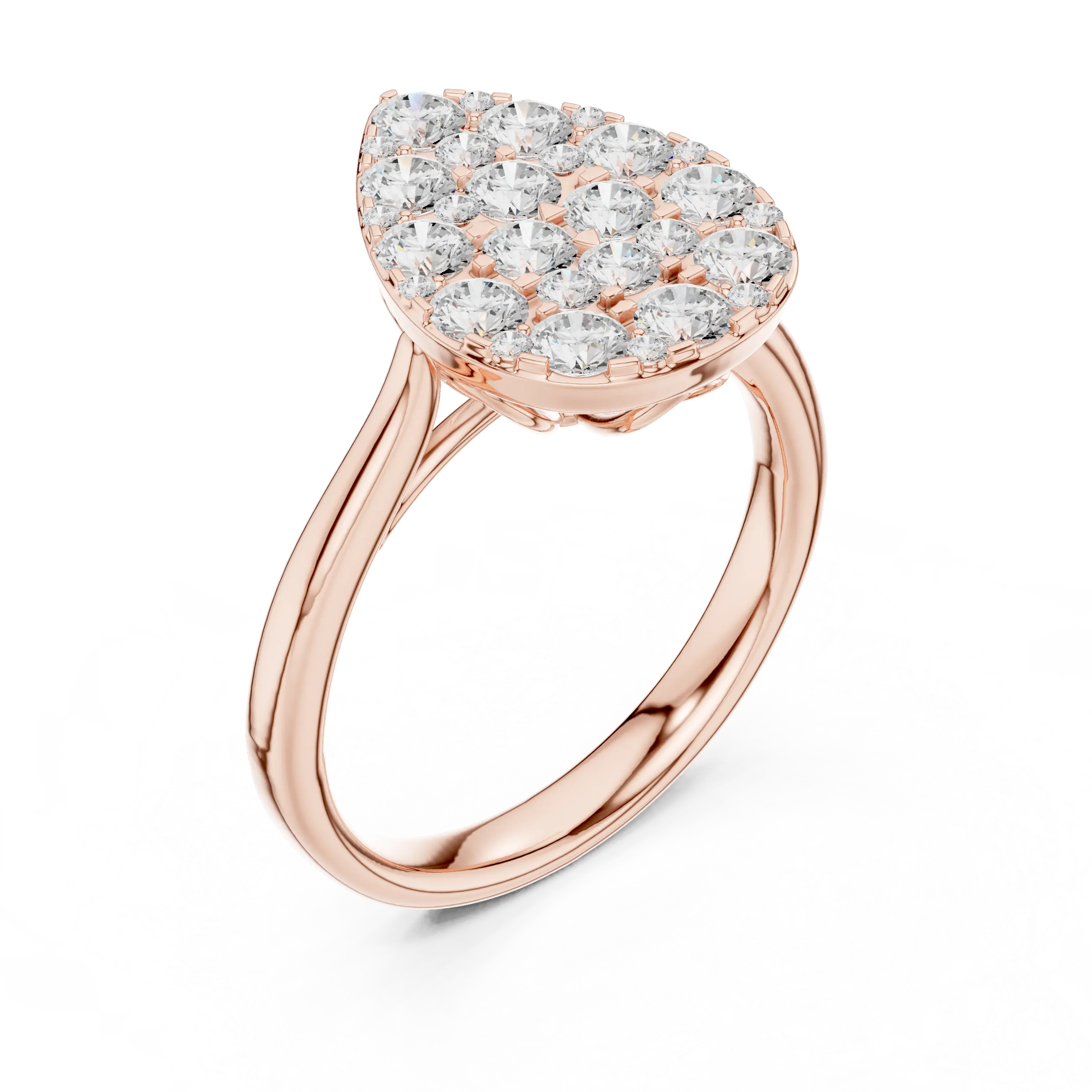 MJCLS6 - Elegant Pear Mosaic Flat Top Ring with Wire Gallery