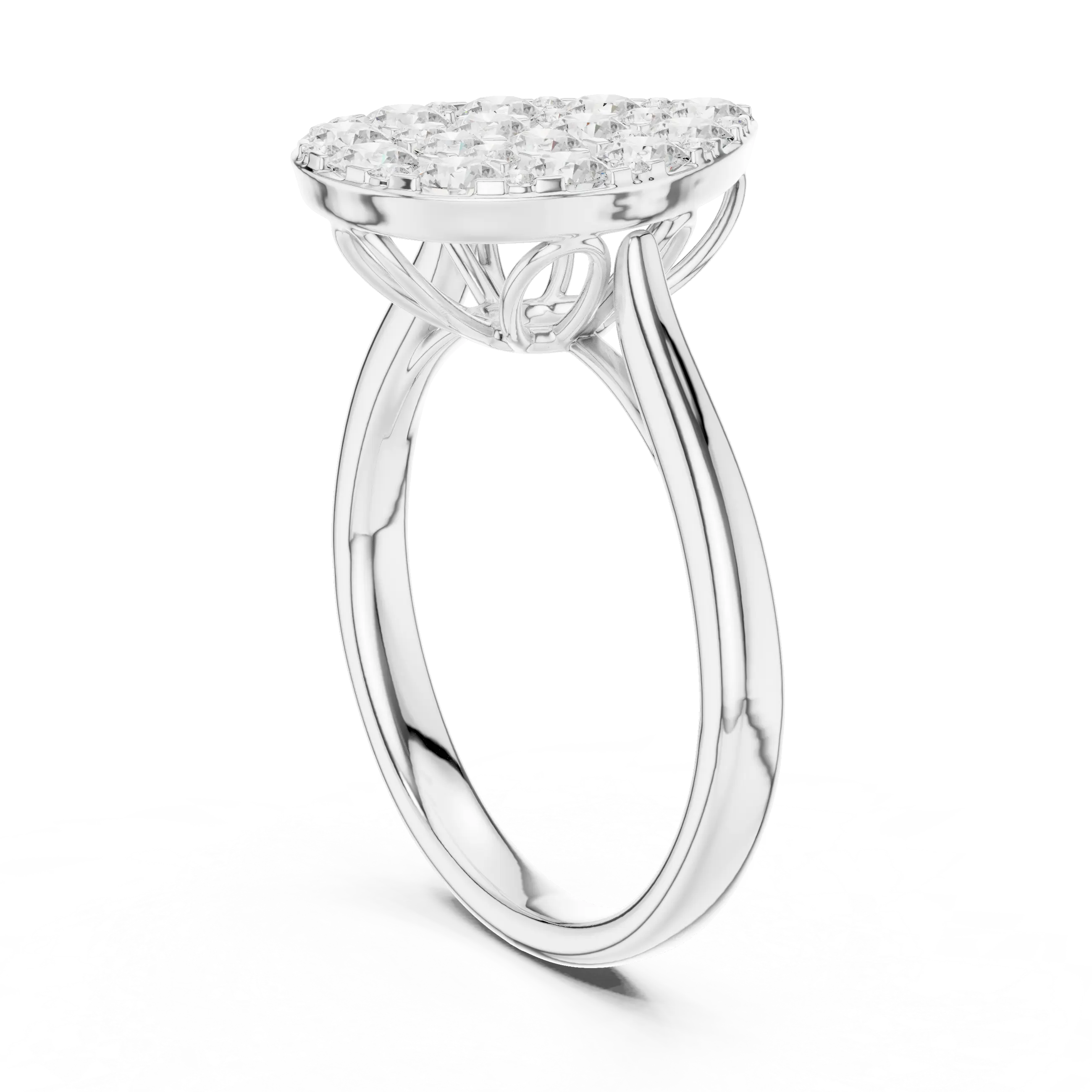 MJCLS6 - Elegant Pear Mosaic Flat Top Ring with Wire Gallery
