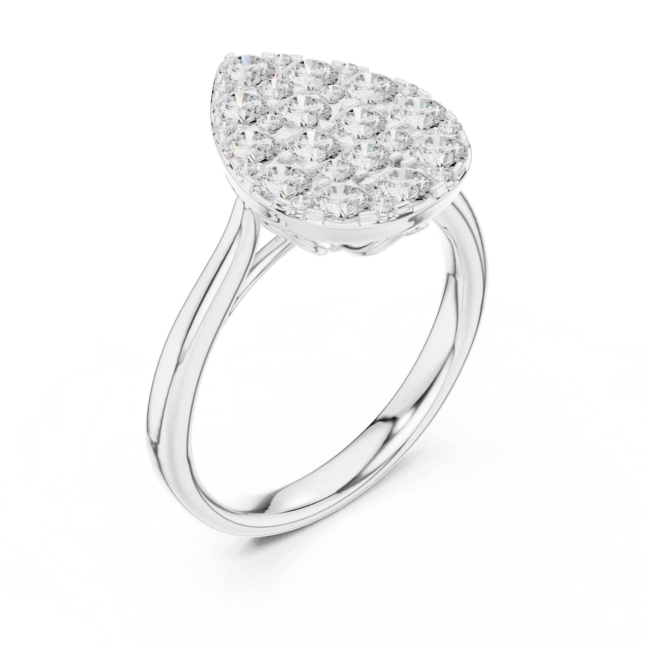 MJCLS6 - Elegant Pear Mosaic Flat Top Ring with Wire Gallery