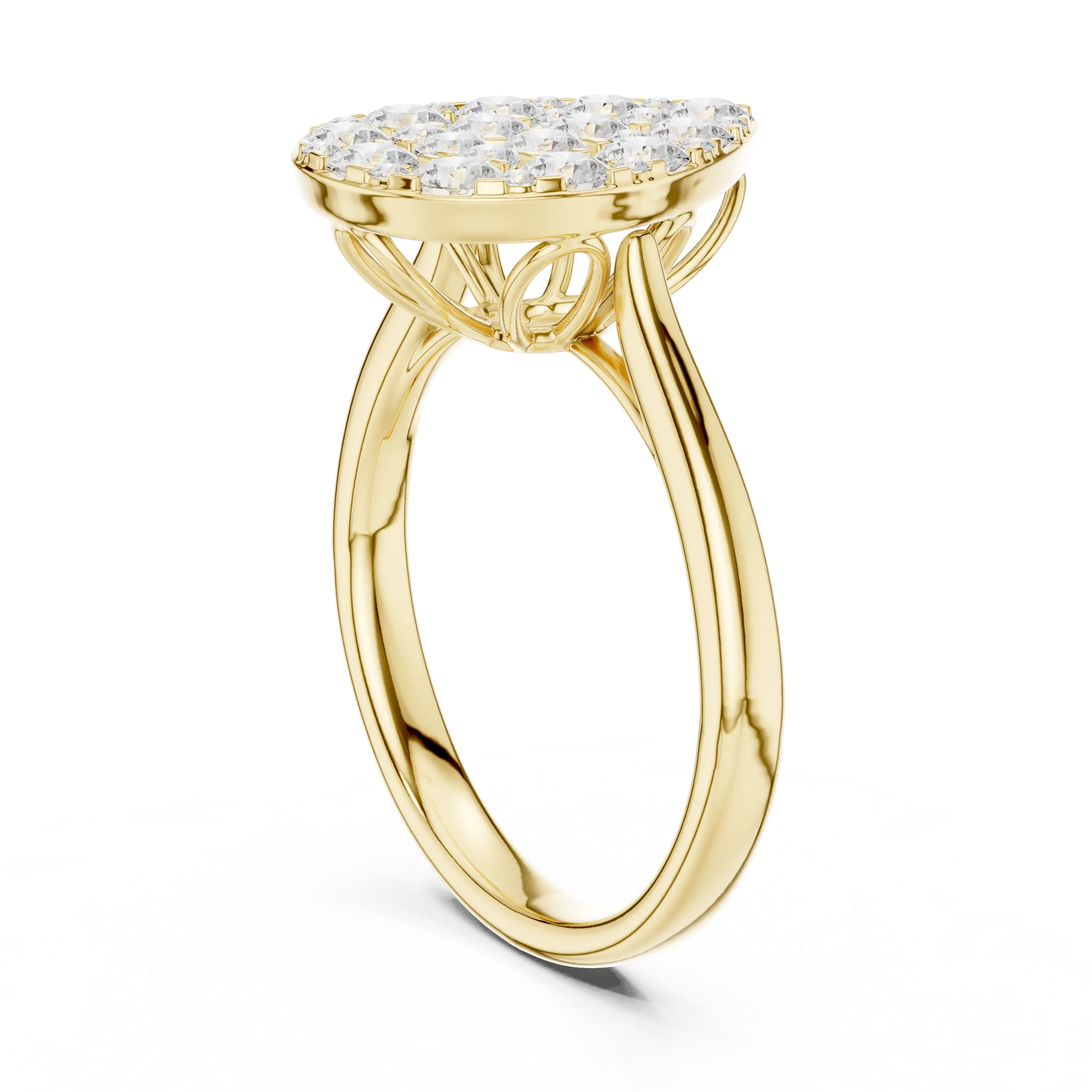 MJCLS6 - Elegant Pear Mosaic Flat Top Ring with Wire Gallery