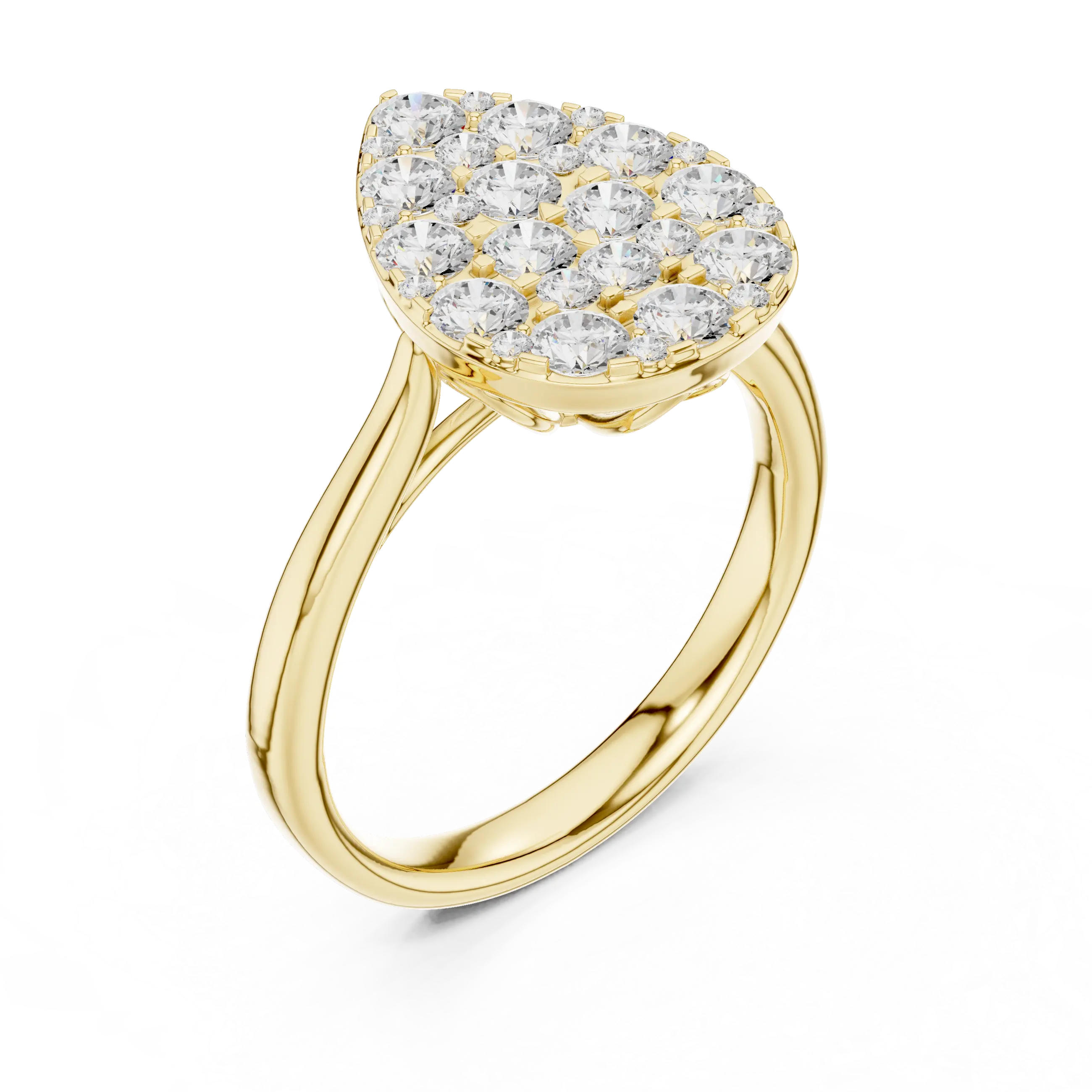 MJCLS6 - Elegant Pear Mosaic Flat Top Ring with Wire Gallery