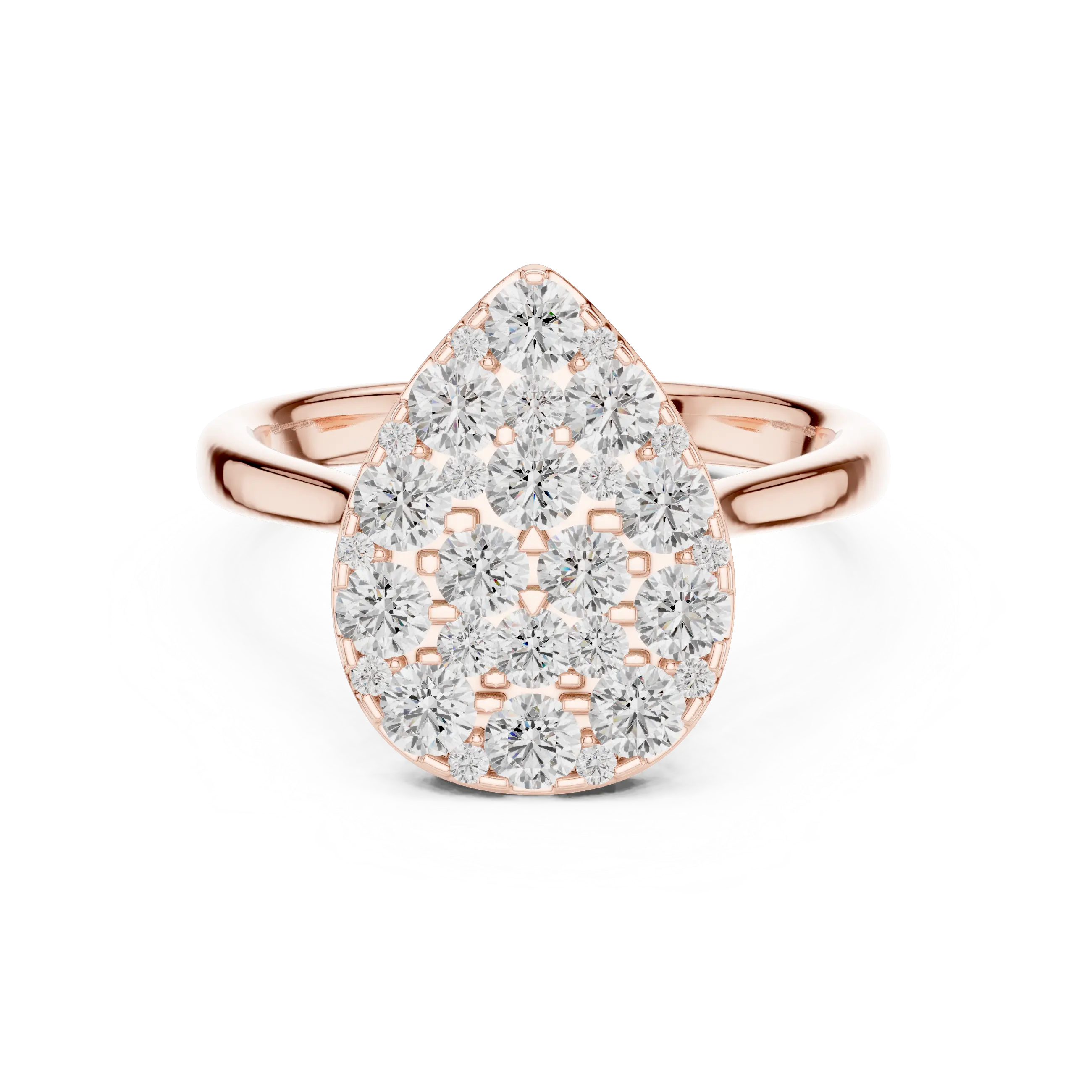 MJCLS6 - Elegant Pear Mosaic Flat Top Ring with Wire Gallery