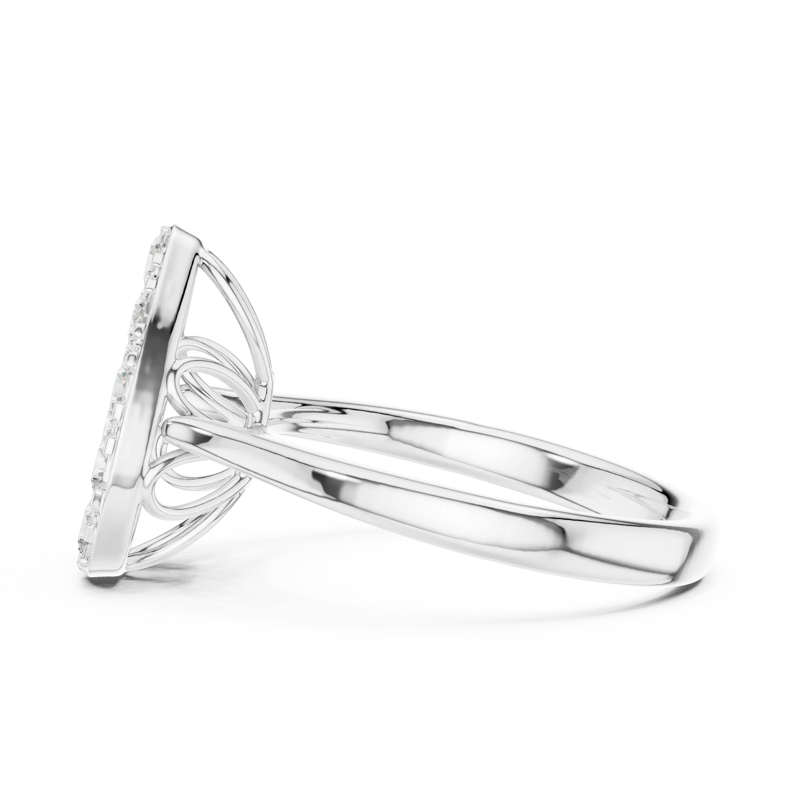 MJCLS6 - Elegant Pear Mosaic Flat Top Ring with Wire Gallery