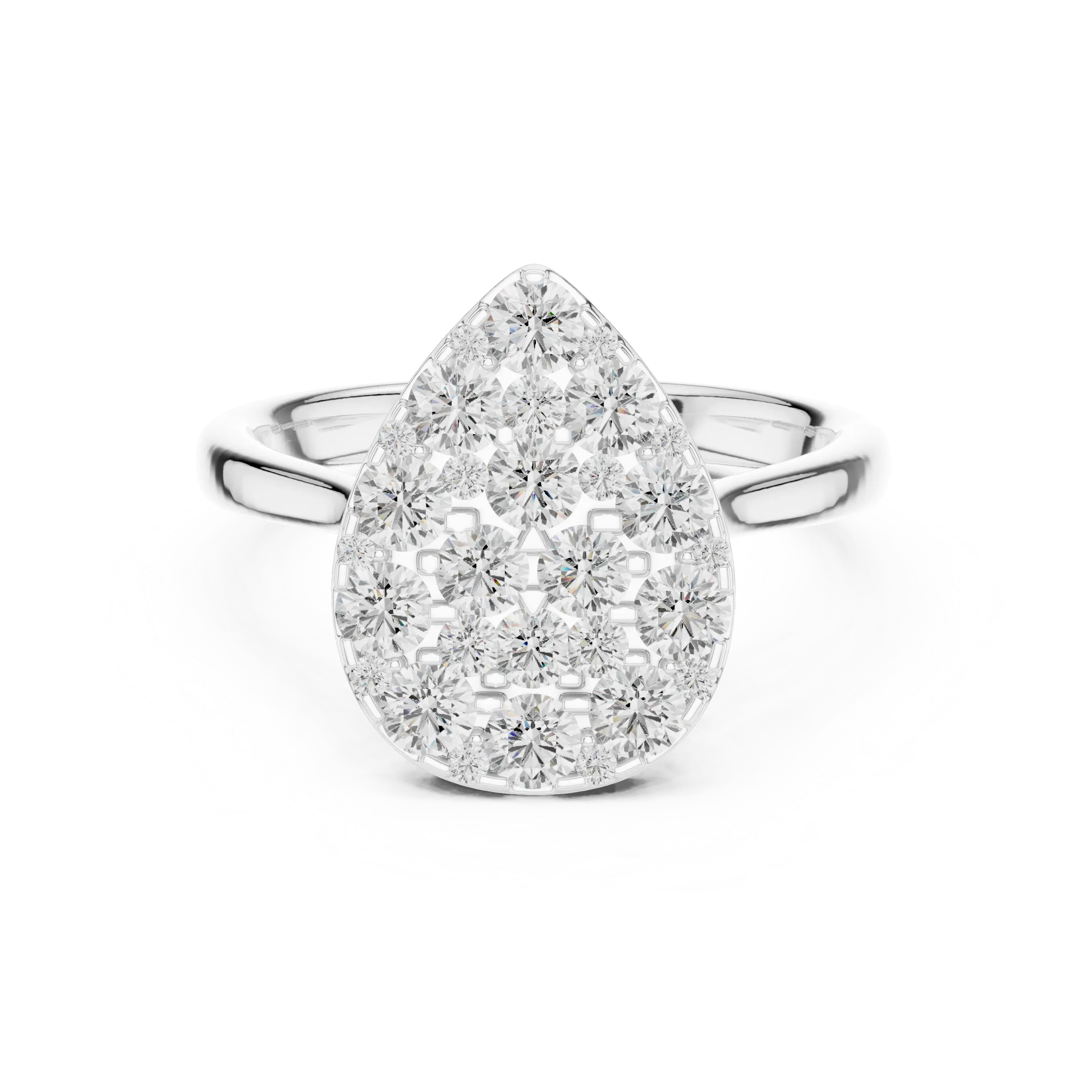 MJCLS6 - Elegant Pear Mosaic Flat Top Ring with Wire Gallery