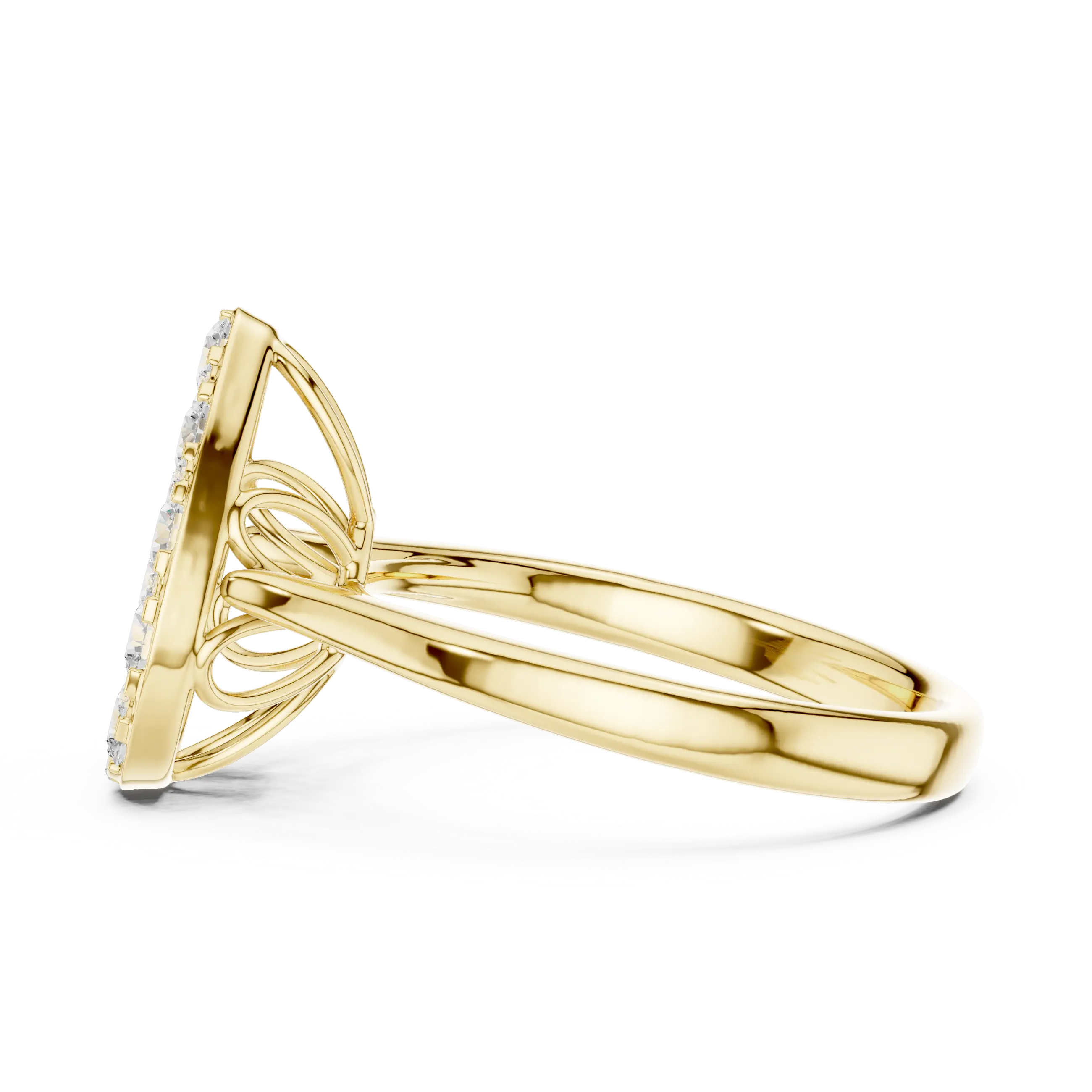 MJCLS6 - Elegant Pear Mosaic Flat Top Ring with Wire Gallery