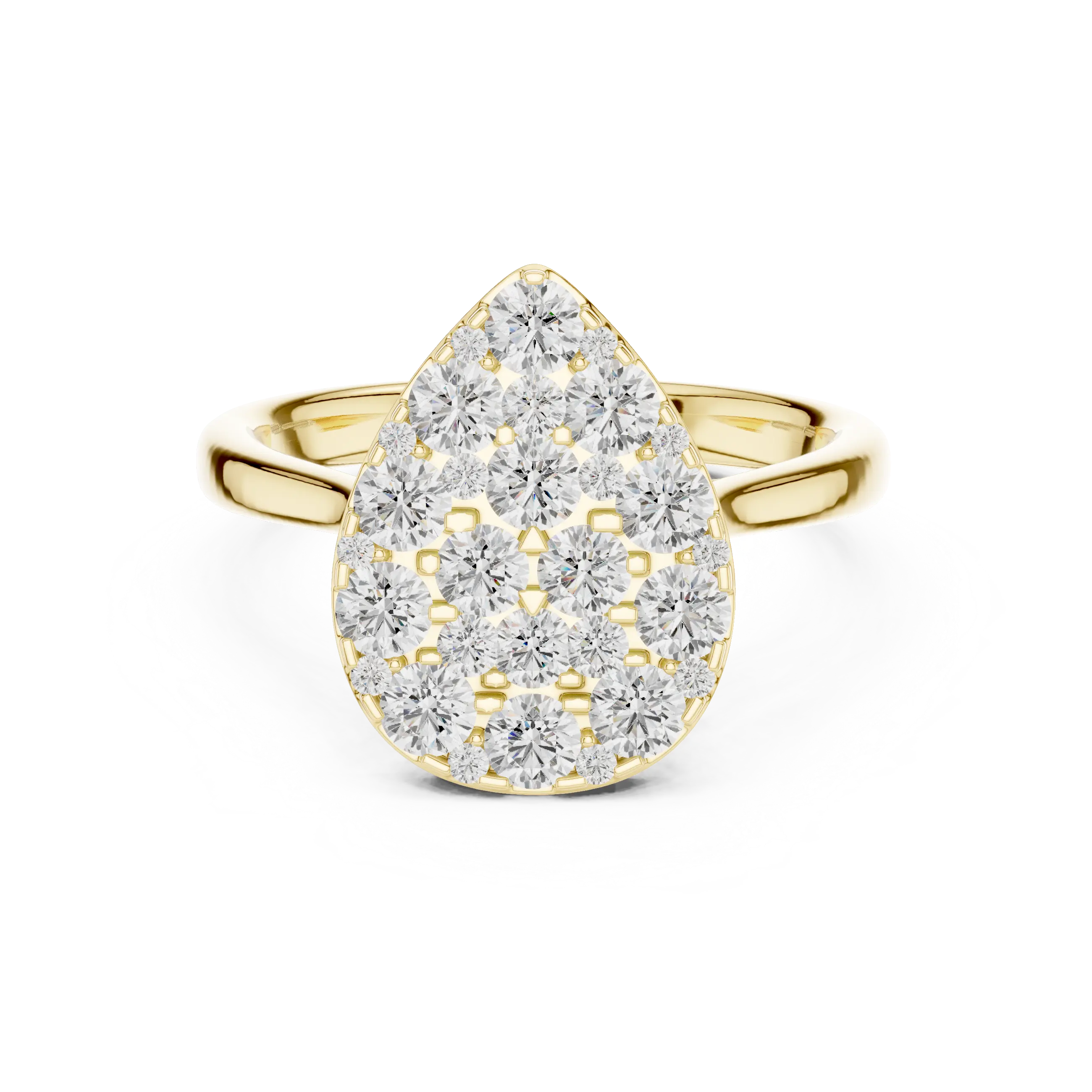 MJCLS6 - Elegant Pear Mosaic Flat Top Ring with Wire Gallery