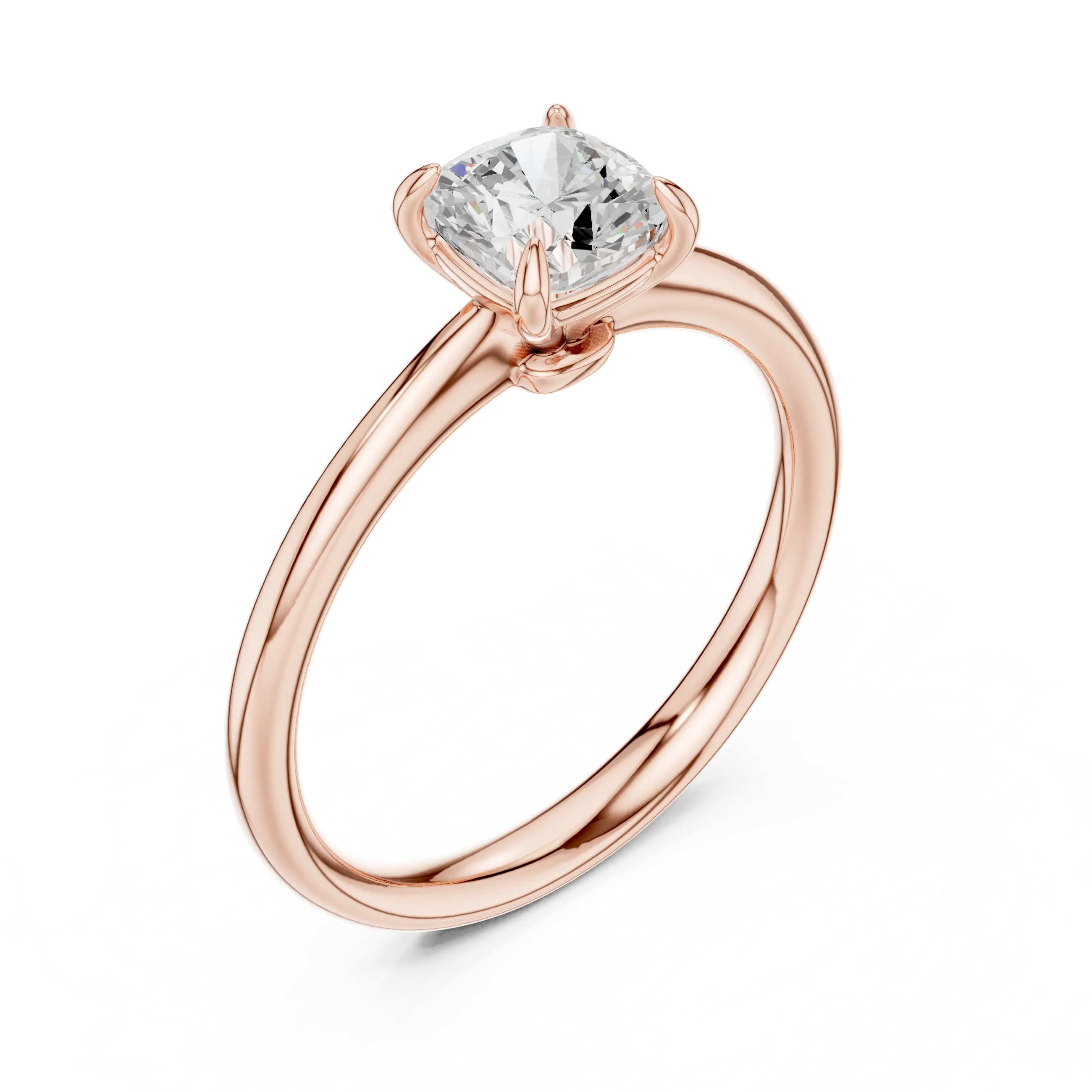 MJR0156 - Cushion Cut Solitaire Ring with Delicate Double Prongs