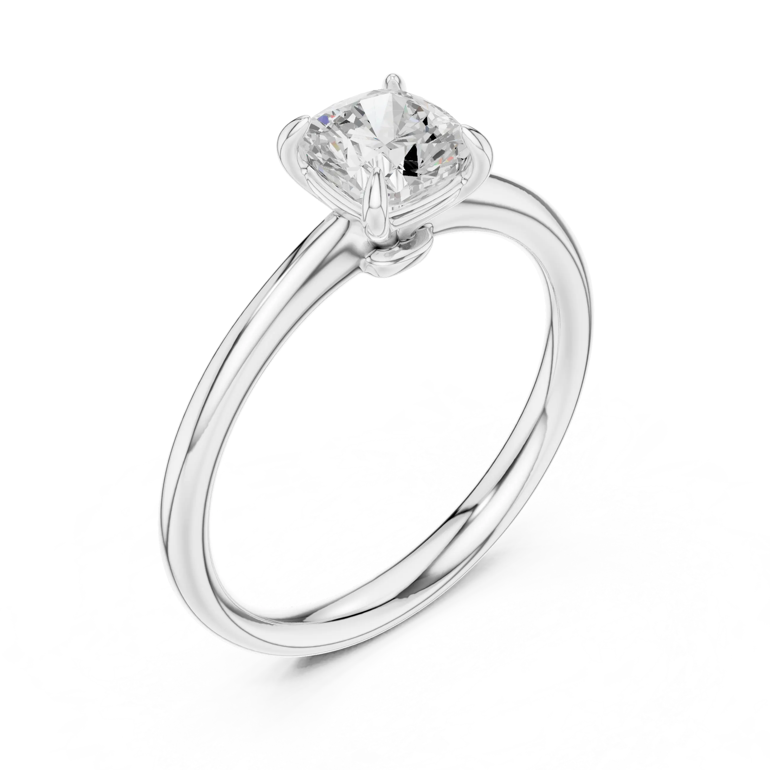 MJR0156 - Cushion Cut Solitaire Ring with Delicate Double Prongs