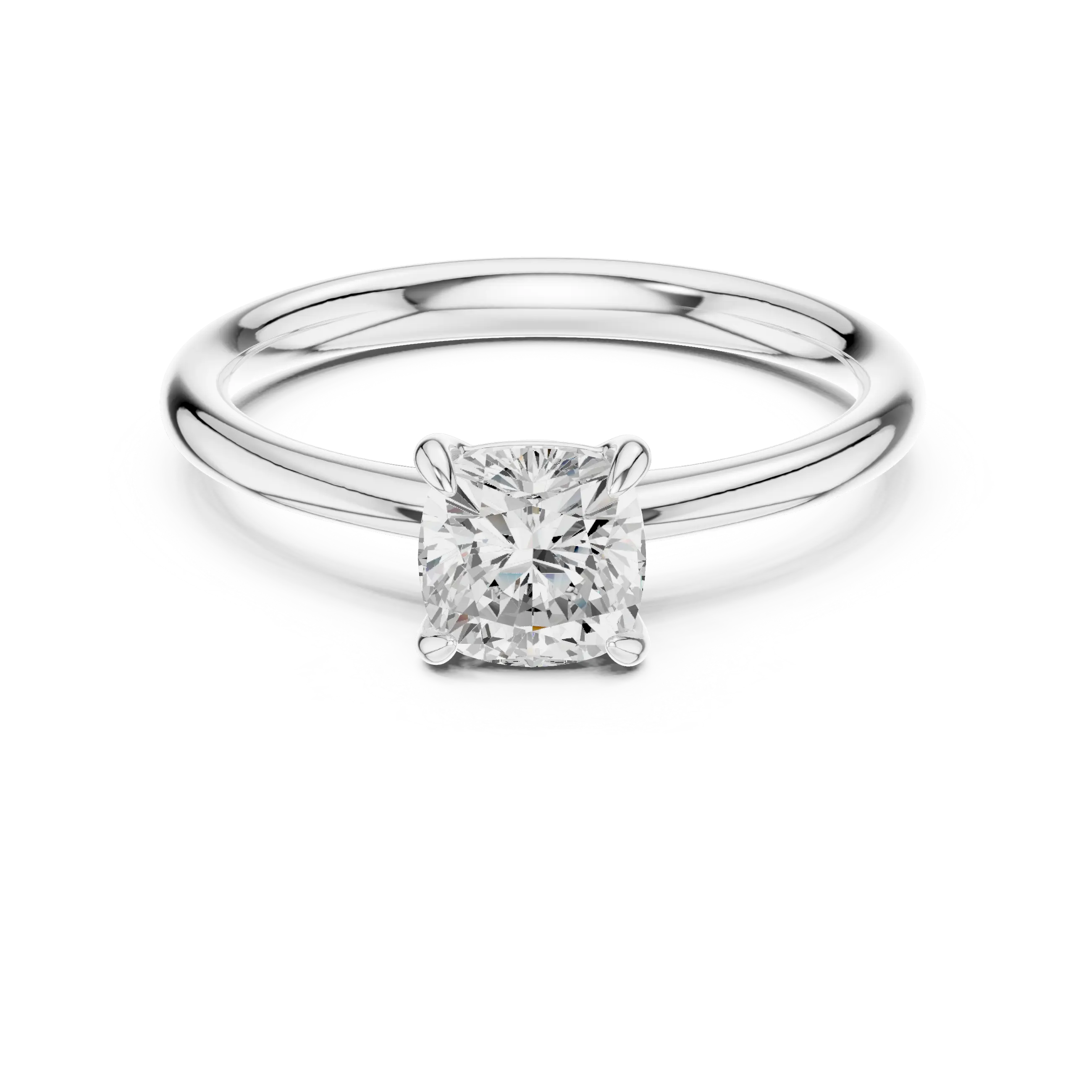 MJR0156 - Cushion Cut Solitaire Ring with Delicate Double Prongs