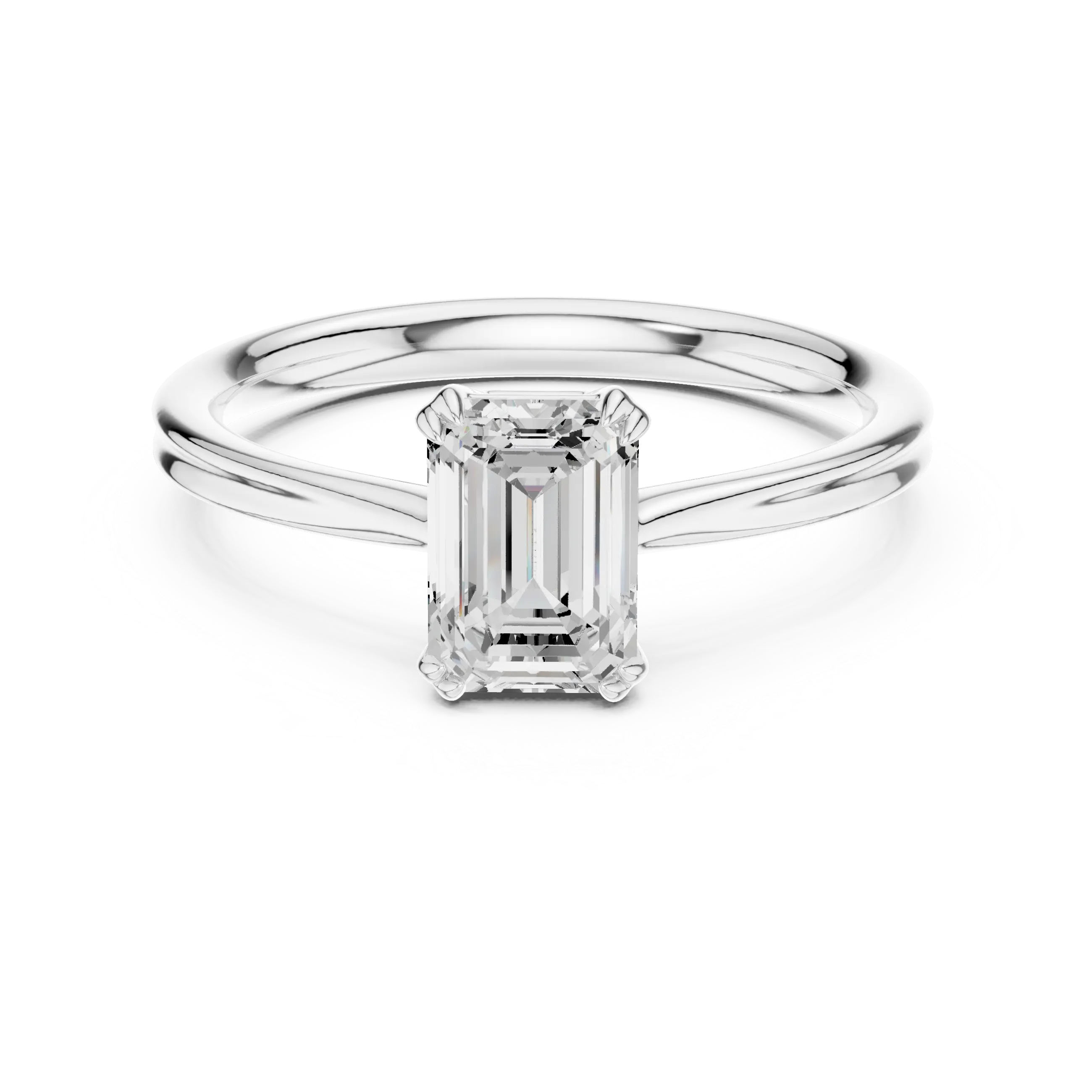 MJR0155 - Double Claw Emerald Solitaire Ring on Rounded Shank