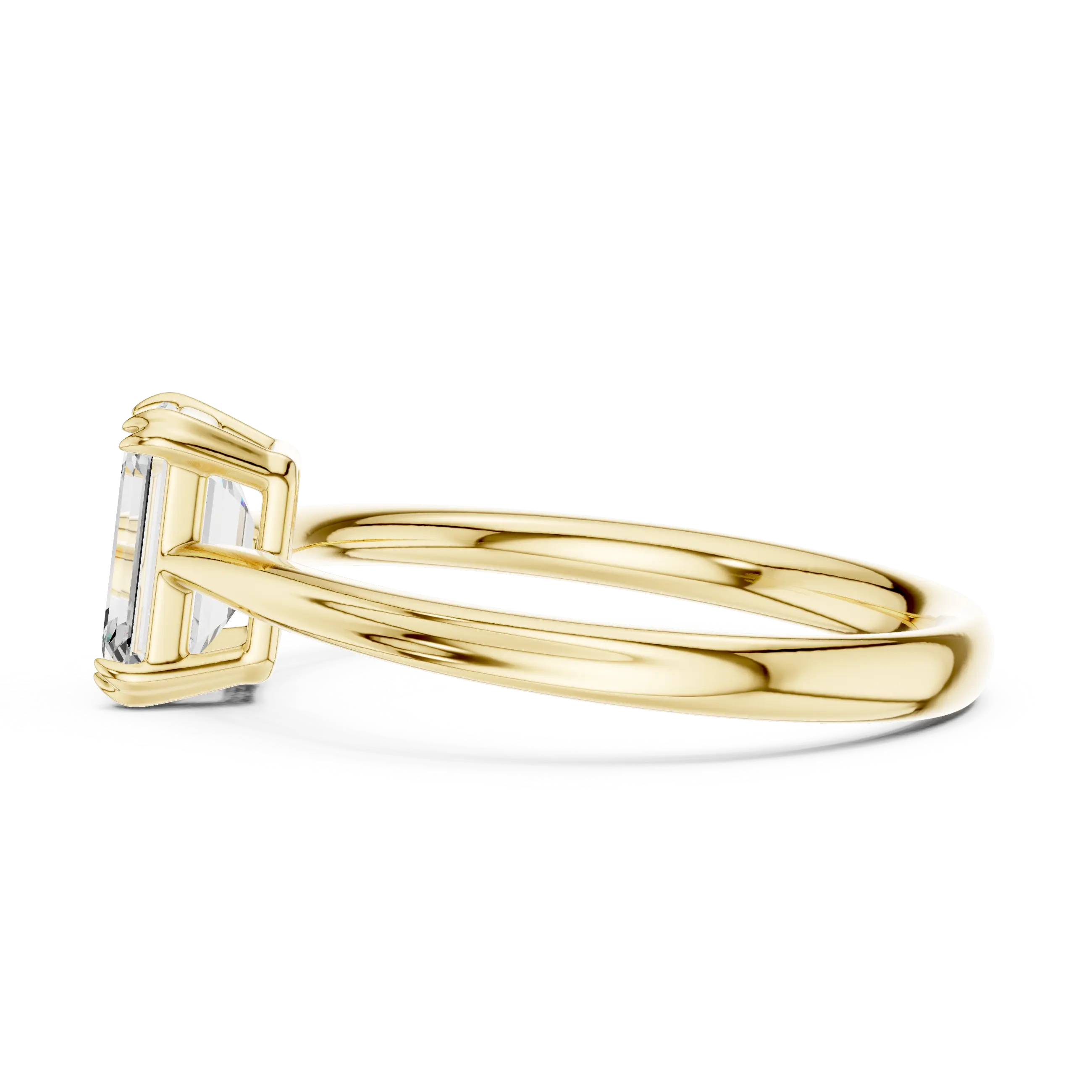 MJR0155 - Double Claw Emerald Solitaire Ring on Rounded Shank