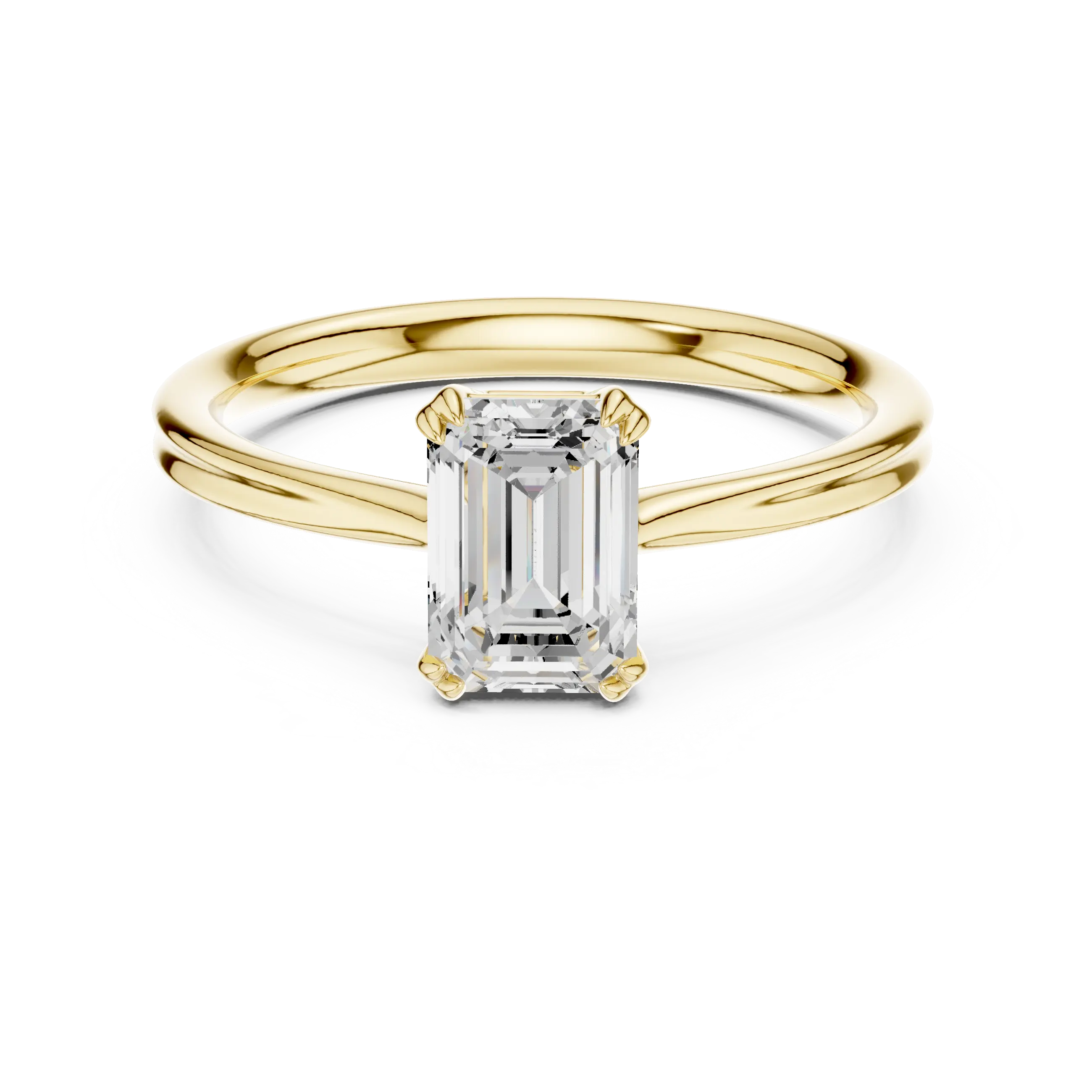 MJR0155 - Double Claw Emerald Solitaire Ring on Rounded Shank