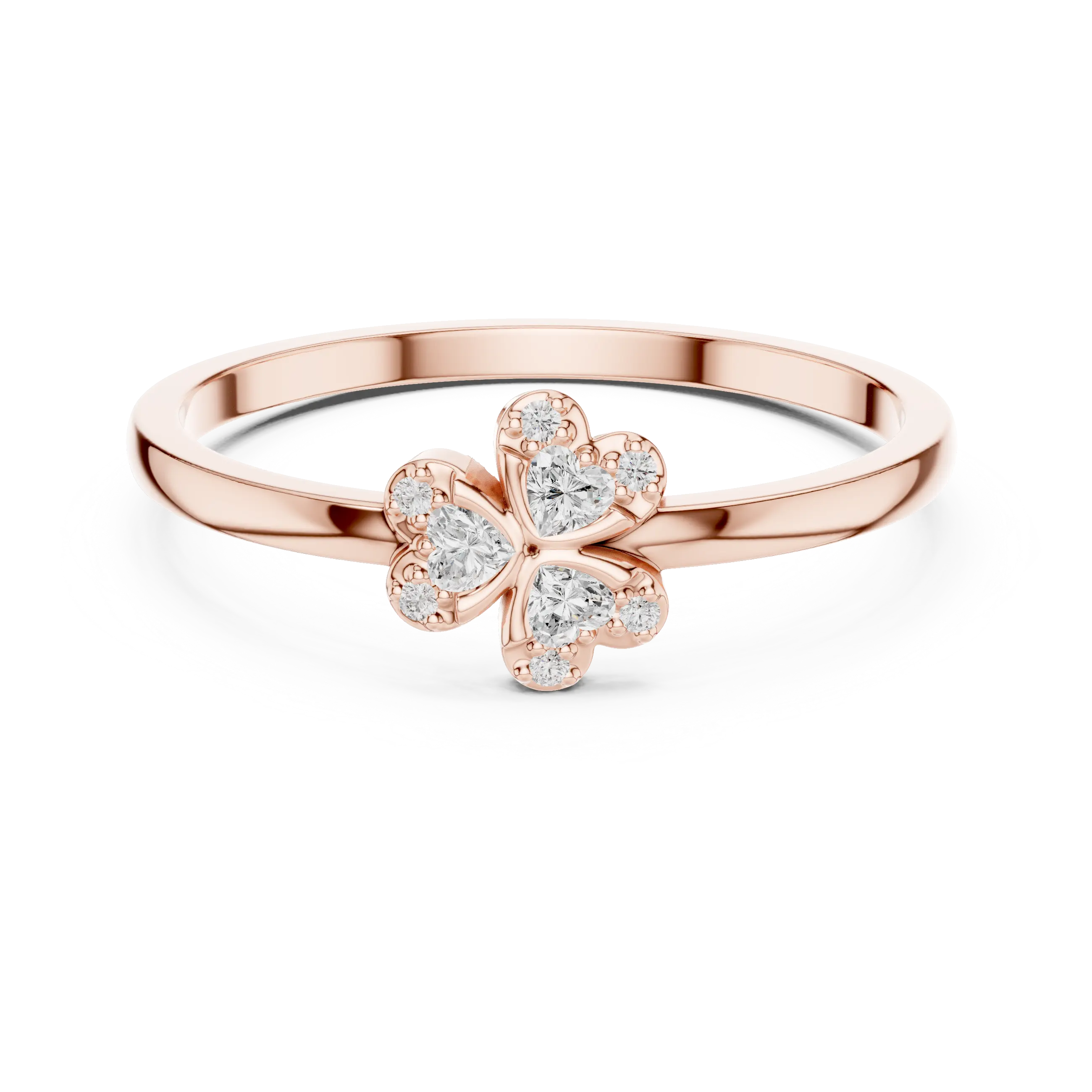 MJCLS7 - Dainty Heart Shaped Petal Flower Blossom Ring