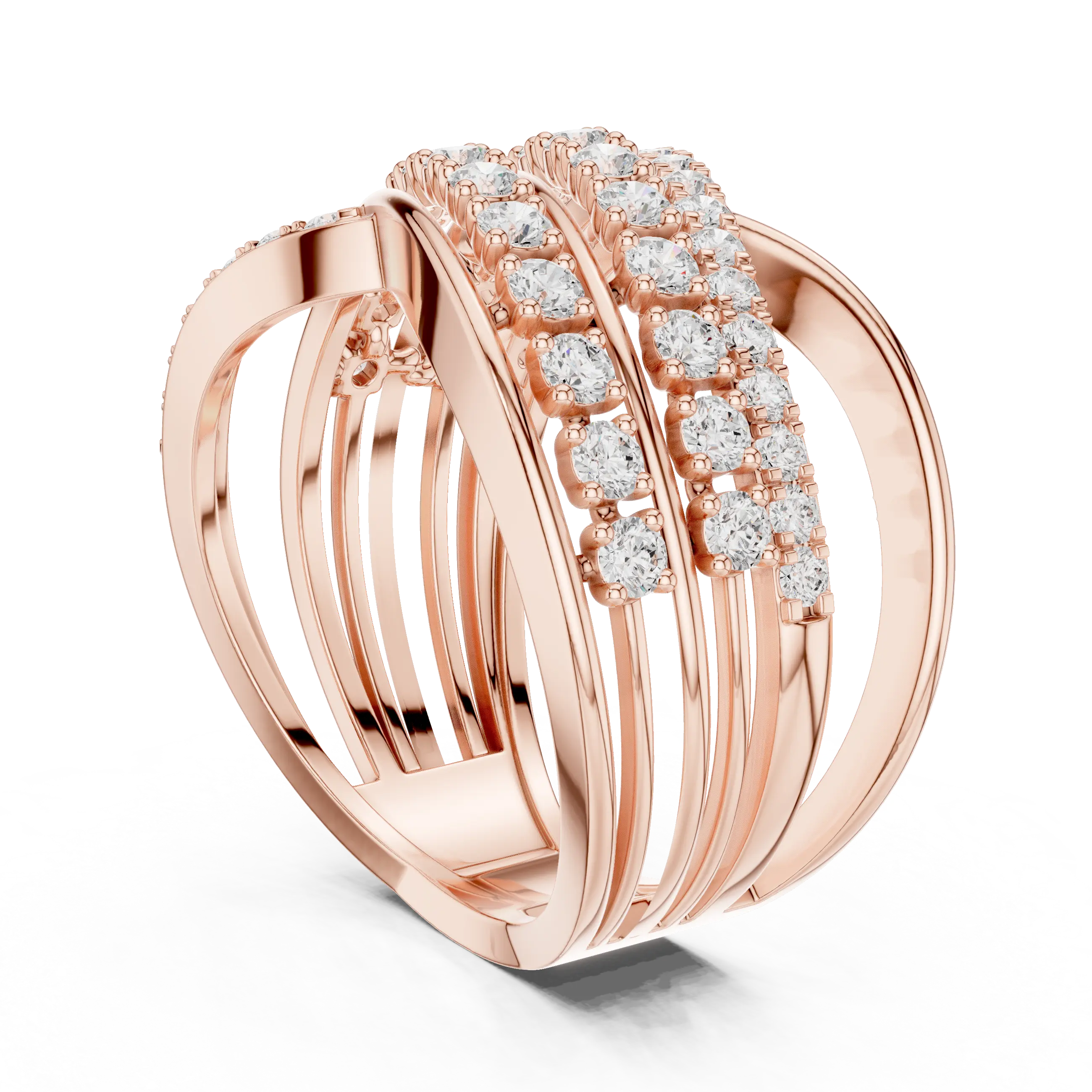 MJA015 - Multi-Row Criss-Cross Diamond Statement Ring