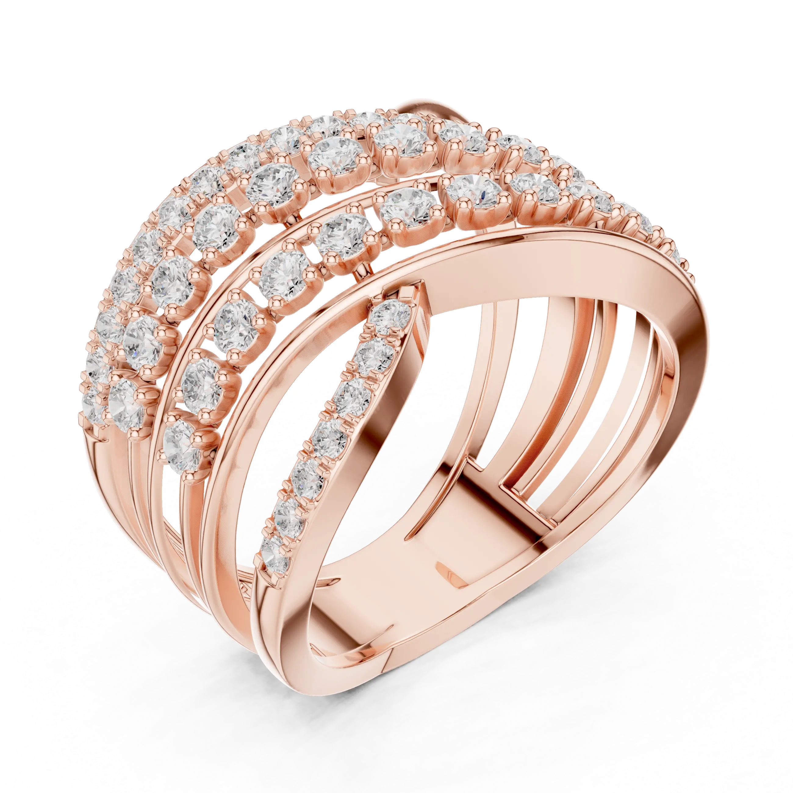 MJA015 - Multi-Row Criss-Cross Diamond Statement Ring