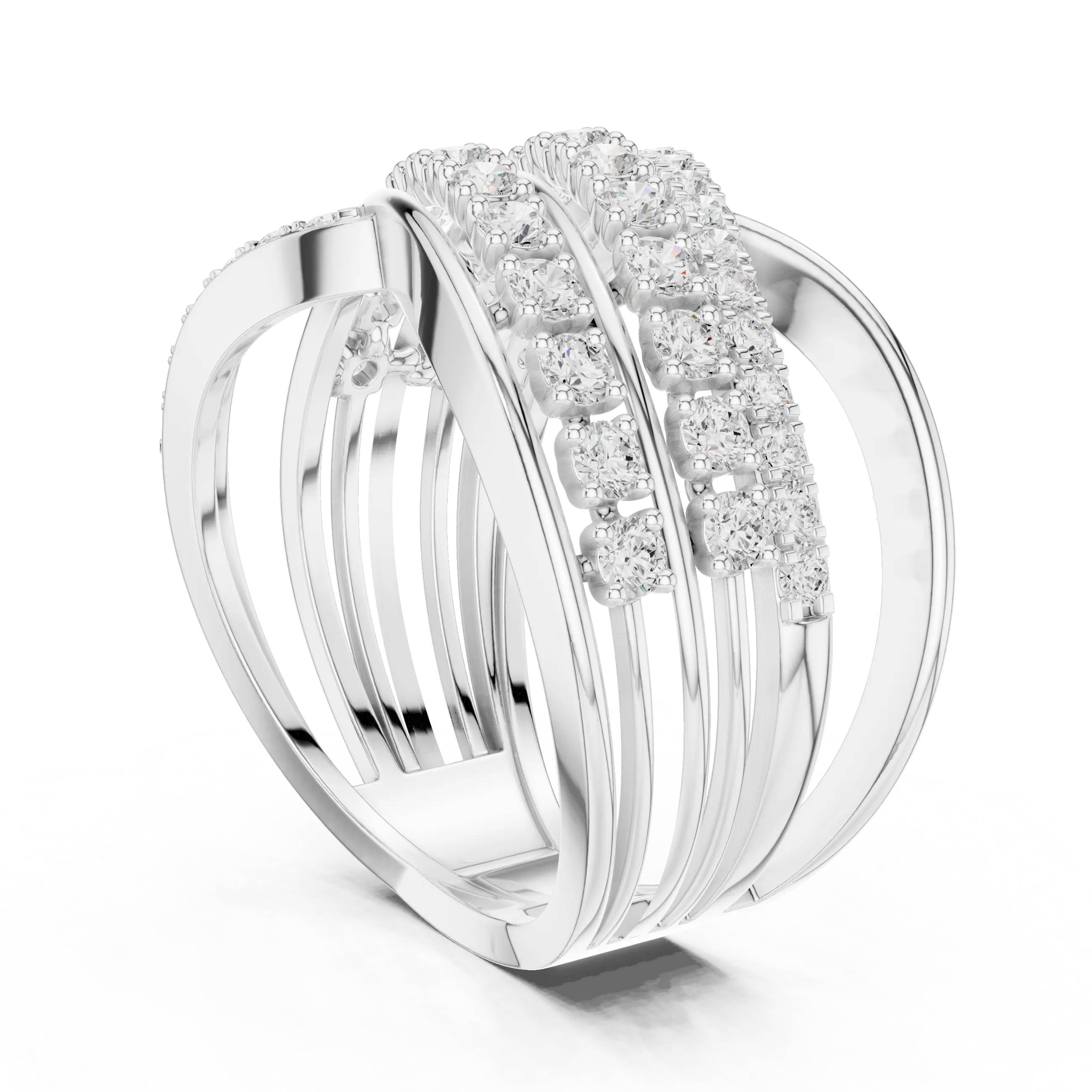 MJA015 - Multi-Row Criss-Cross Diamond Statement Ring