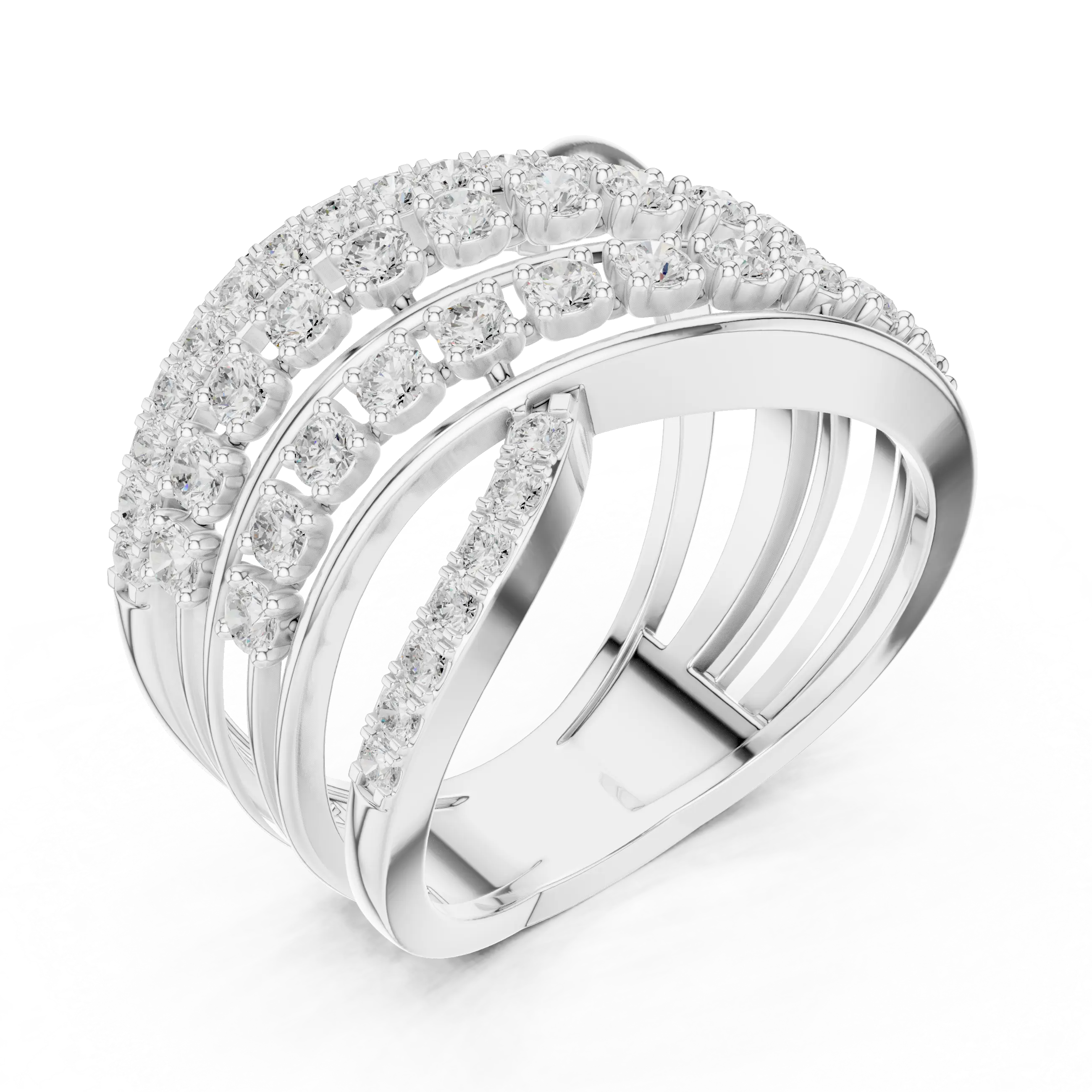 MJA015 - Multi-Row Criss-Cross Diamond Statement Ring