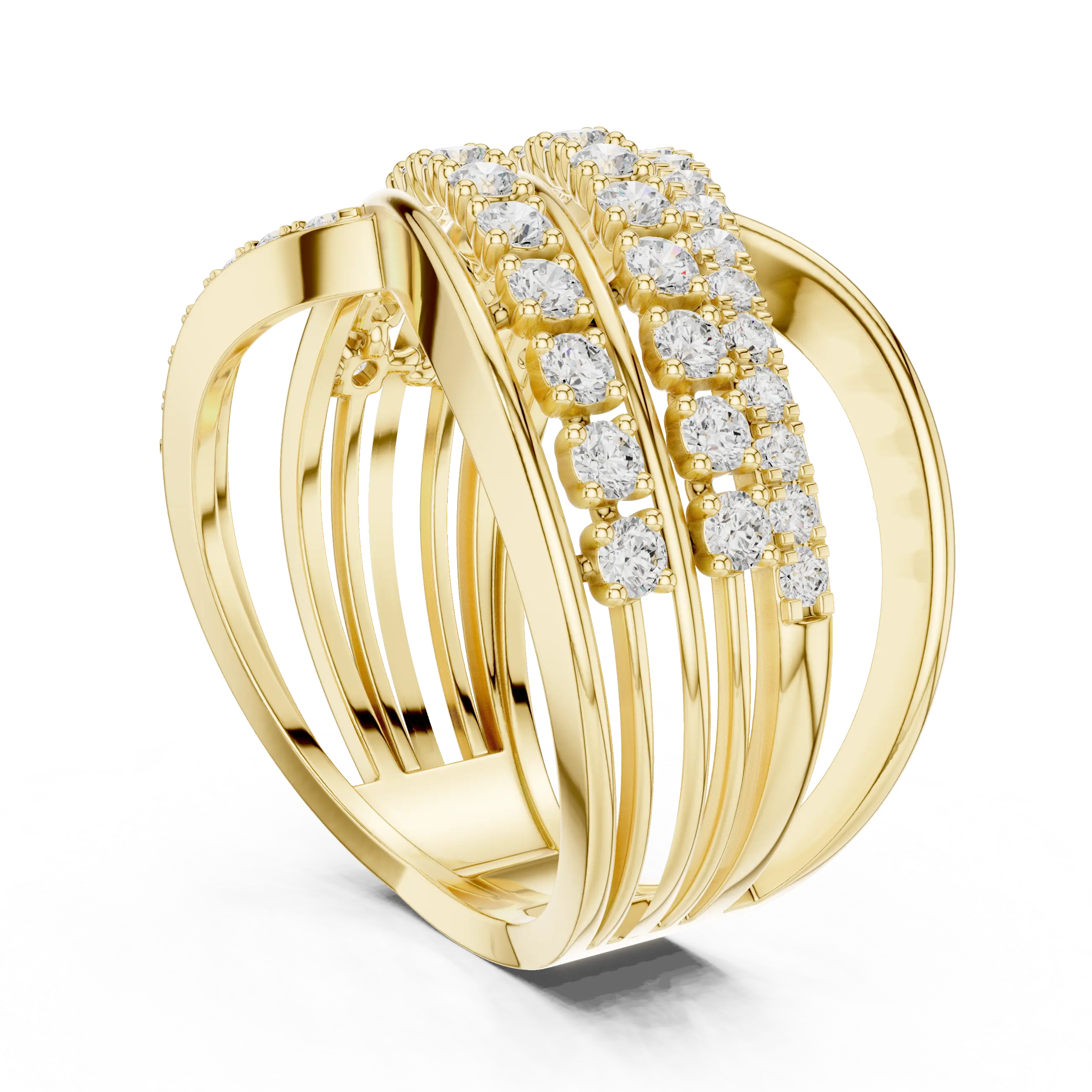 MJA015 - Multi-Row Criss-Cross Diamond Statement Ring