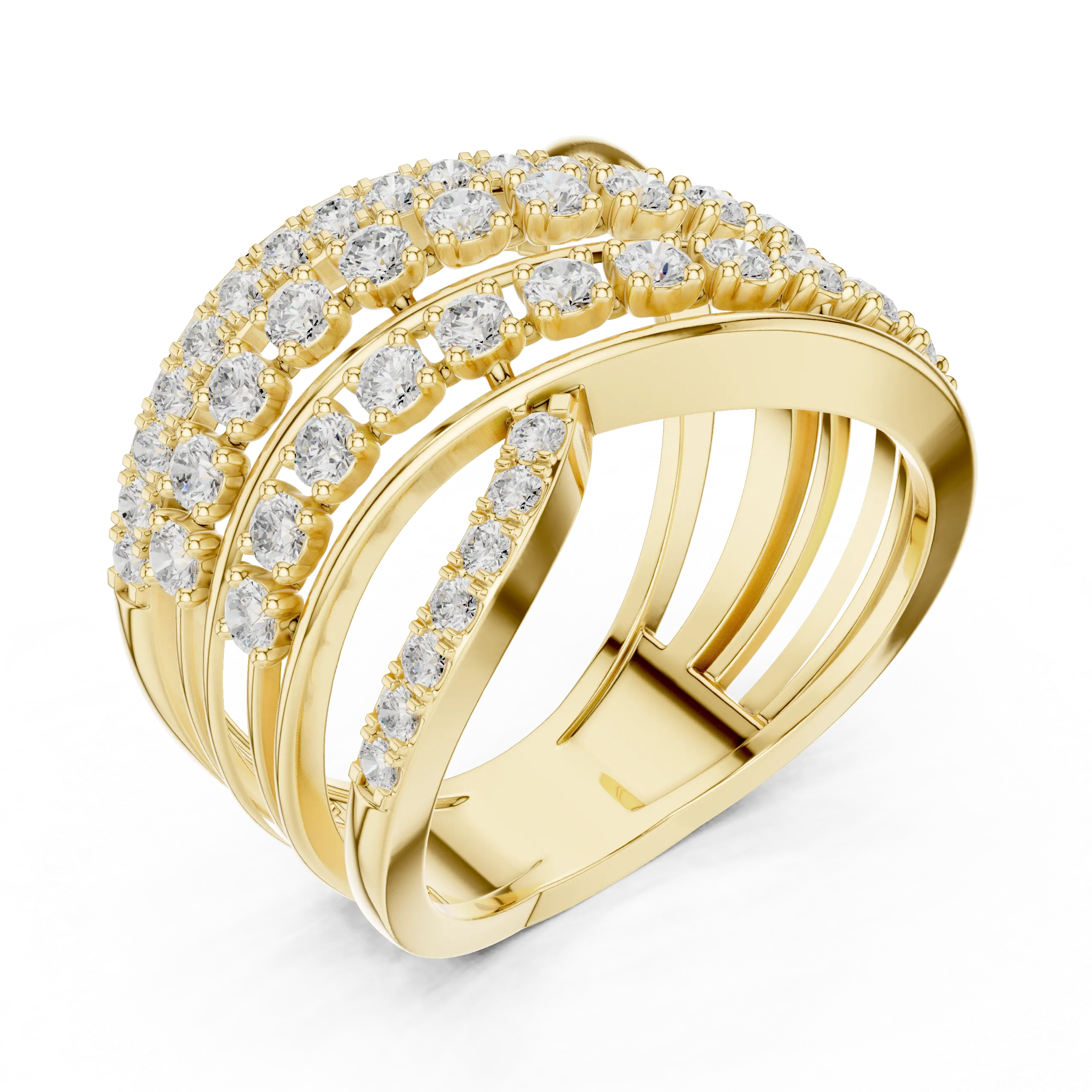 MJA015 - Multi-Row Criss-Cross Diamond Statement Ring