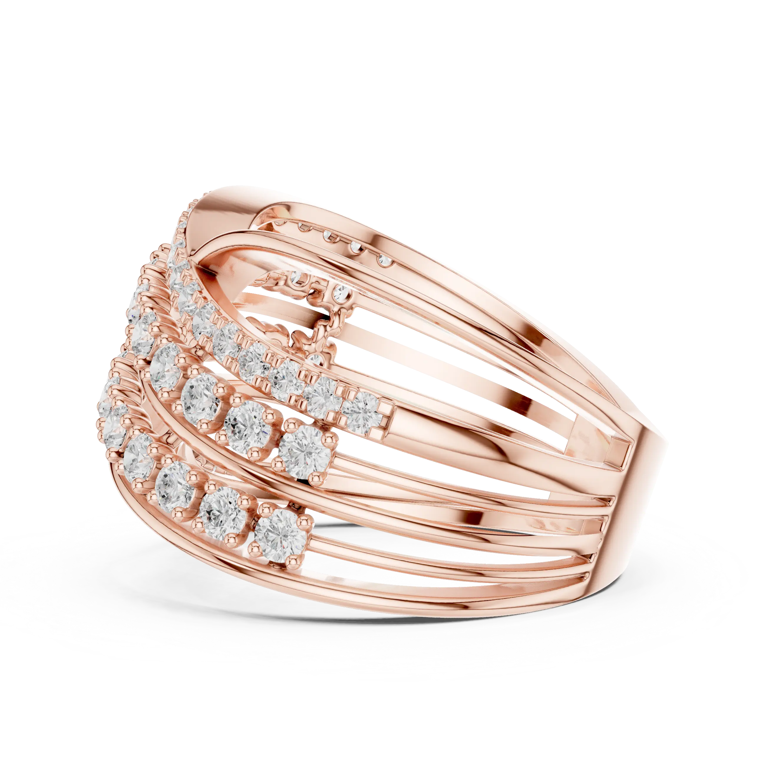 MJA015 - Multi-Row Criss-Cross Diamond Statement Ring