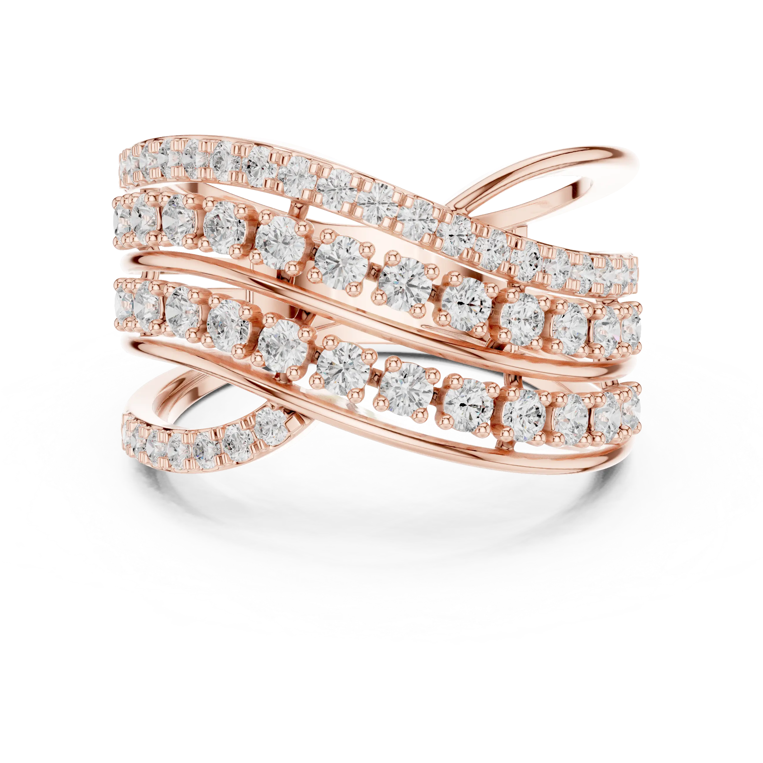 MJA015 - Multi-Row Criss-Cross Diamond Statement Ring
