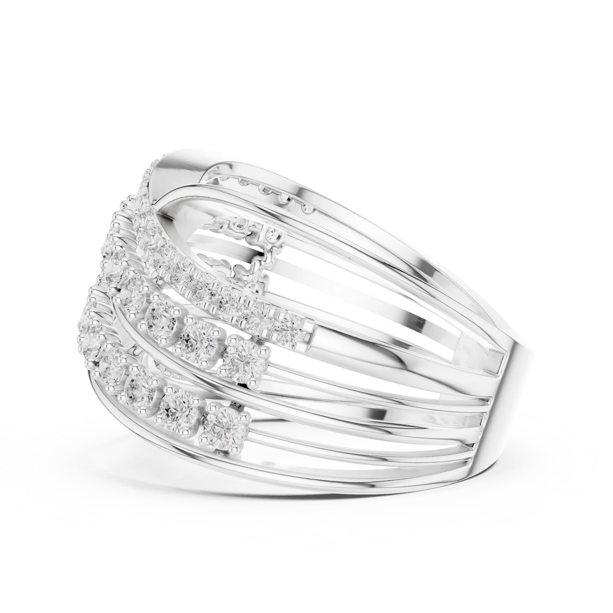 MJA015 - Multi-Row Criss-Cross Diamond Statement Ring