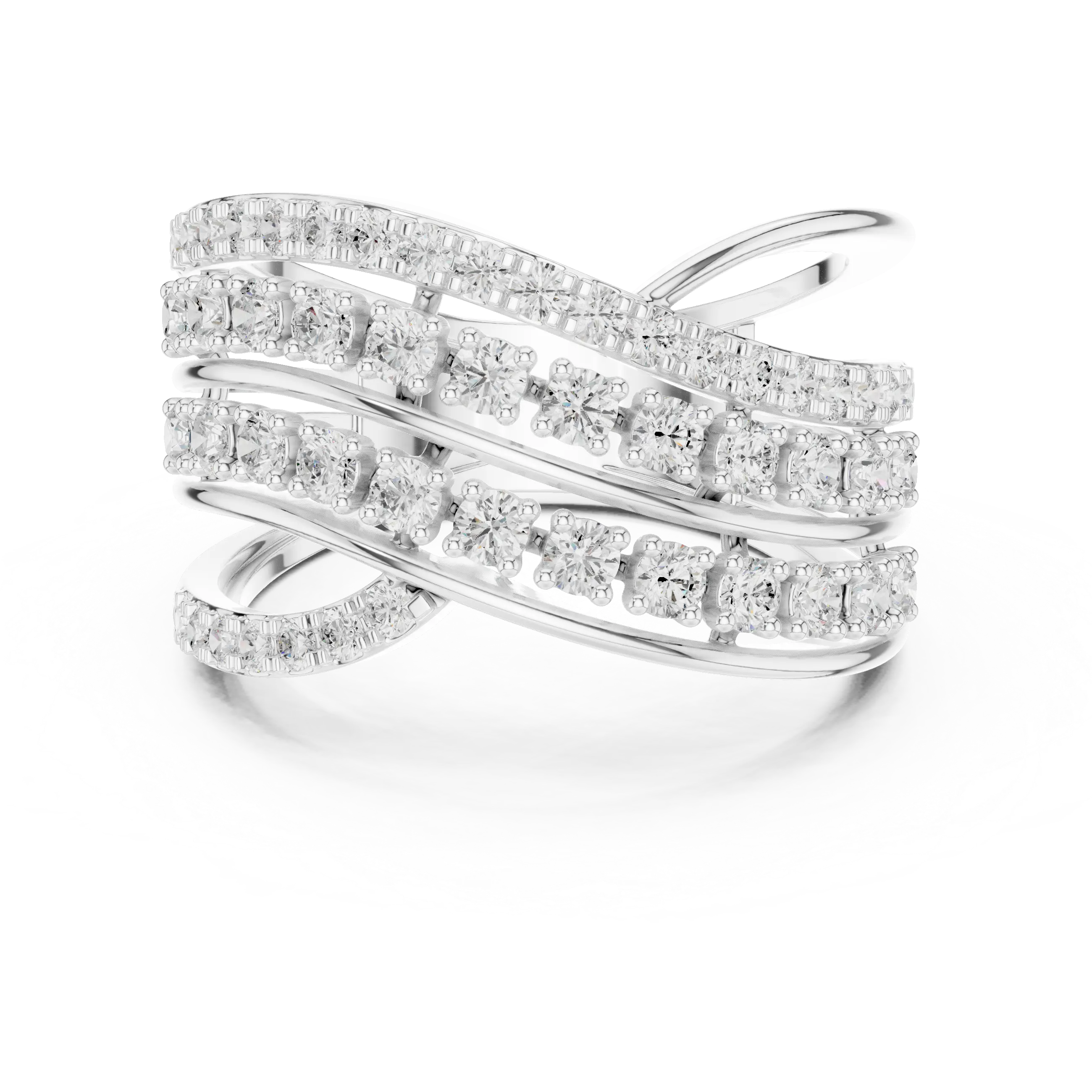 MJA015 - Multi-Row Criss-Cross Diamond Statement Ring