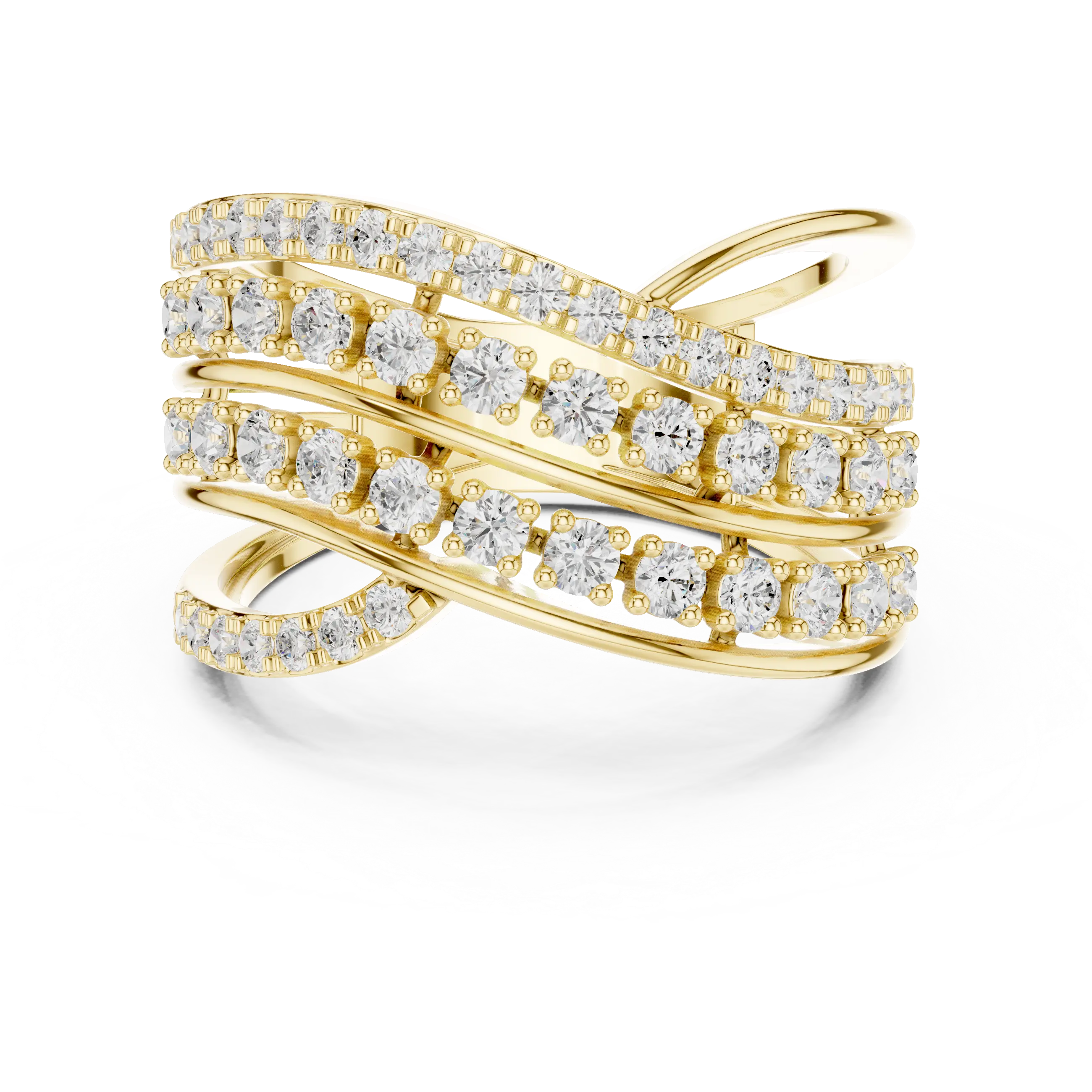 MJA015 - Multi-Row Criss-Cross Diamond Statement Ring