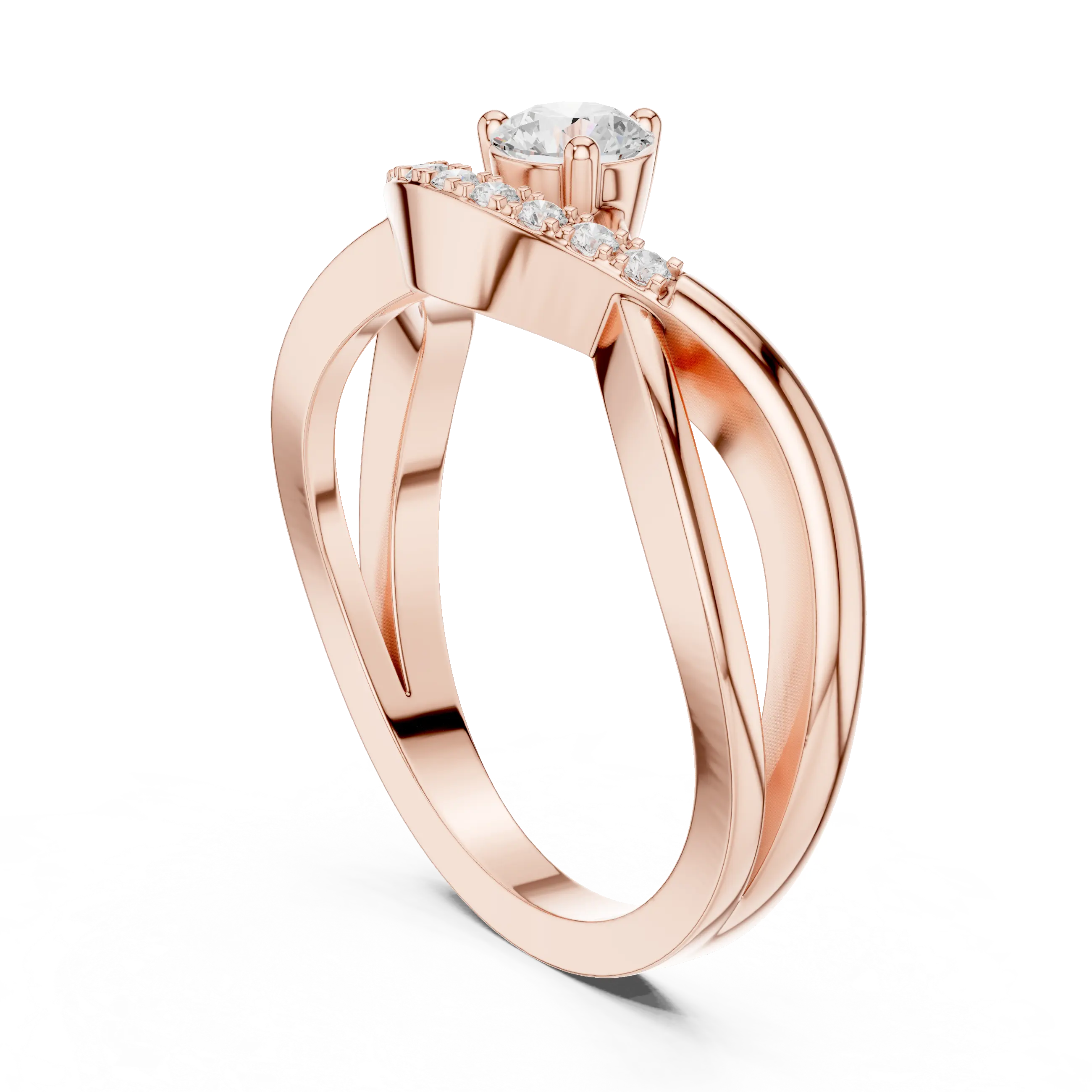 MJR0157 - Interlocking Curved Round Centerpiece Fashion Ring